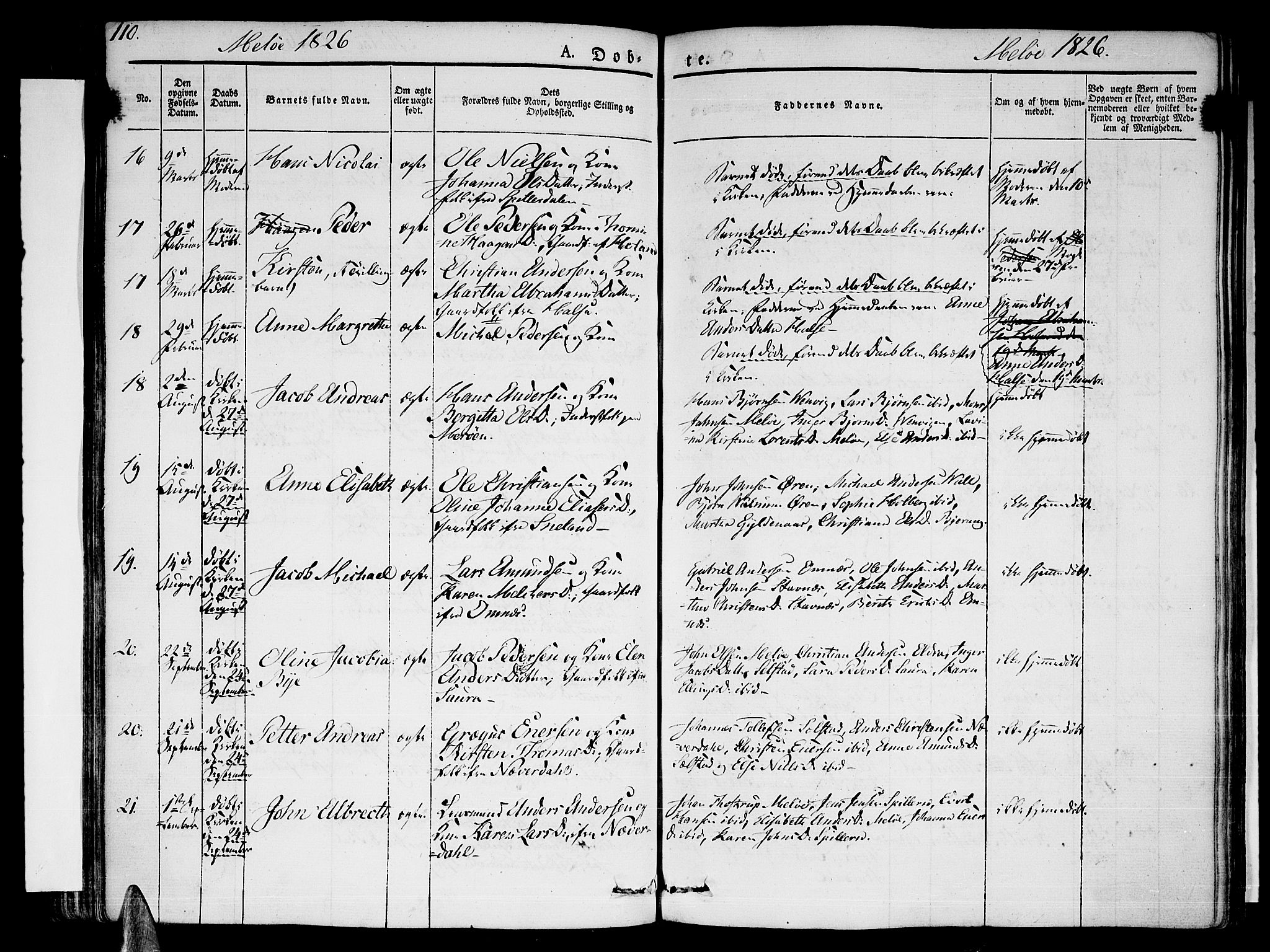 Ministerialprotokoller, klokkerbøker og fødselsregistre - Nordland, AV/SAT-A-1459/841/L0598: Parish register (official) no. 841A06 /2, 1825-1844, p. 110