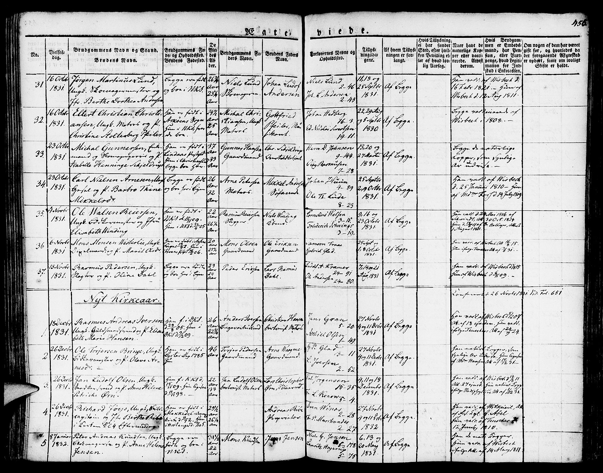 Nykirken Sokneprestembete, SAB/A-77101/H/Haa/L0012: Parish register (official) no. A 12, 1821-1844, p. 455