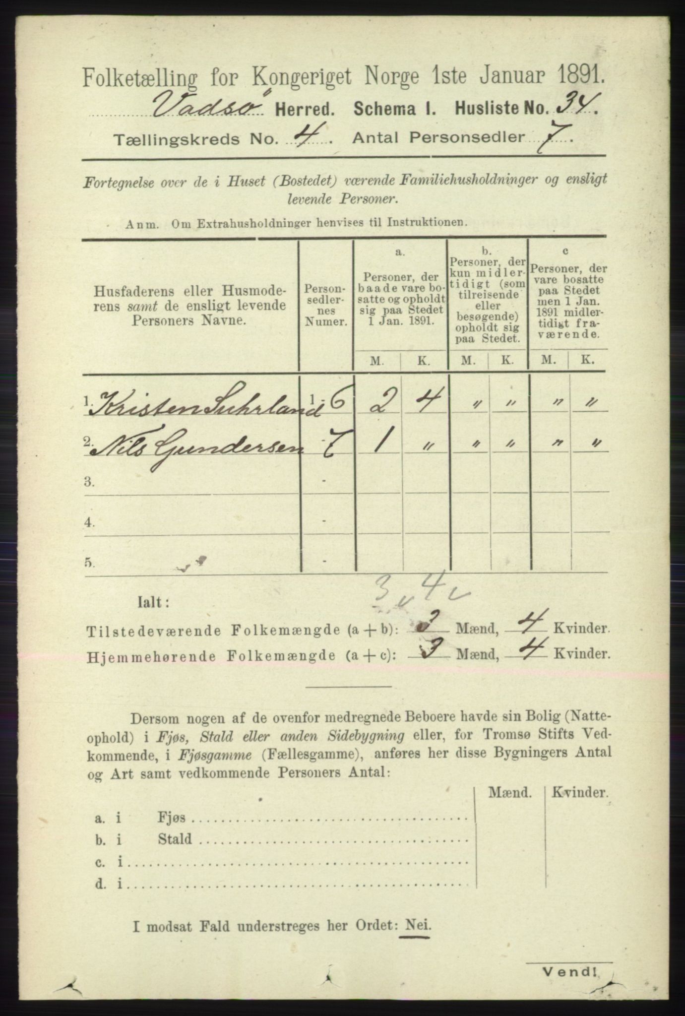 RA, 1891 census for 2029 Vadsø, 1891, p. 1177