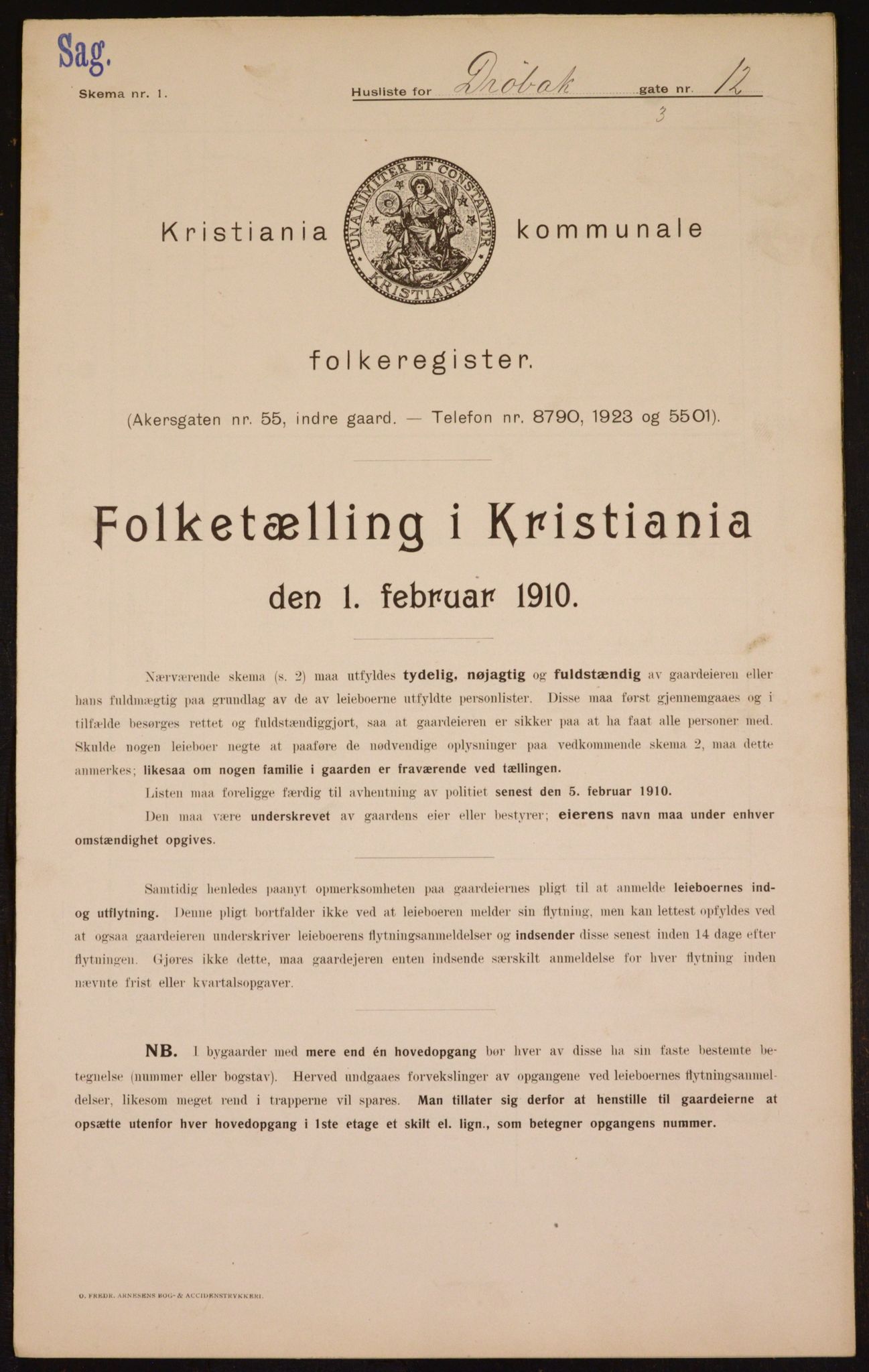 OBA, Municipal Census 1910 for Kristiania, 1910, p. 16526