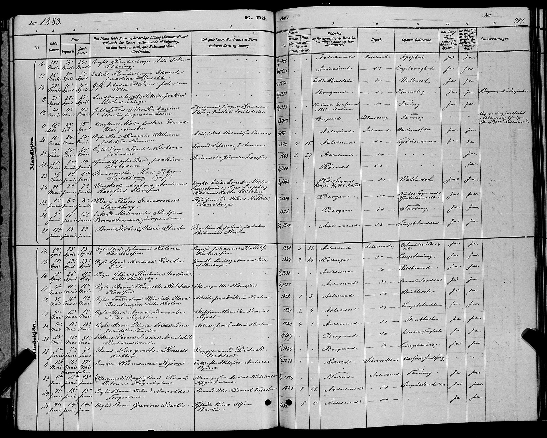 Ministerialprotokoller, klokkerbøker og fødselsregistre - Møre og Romsdal, SAT/A-1454/529/L0466: Parish register (copy) no. 529C03, 1878-1888, p. 297