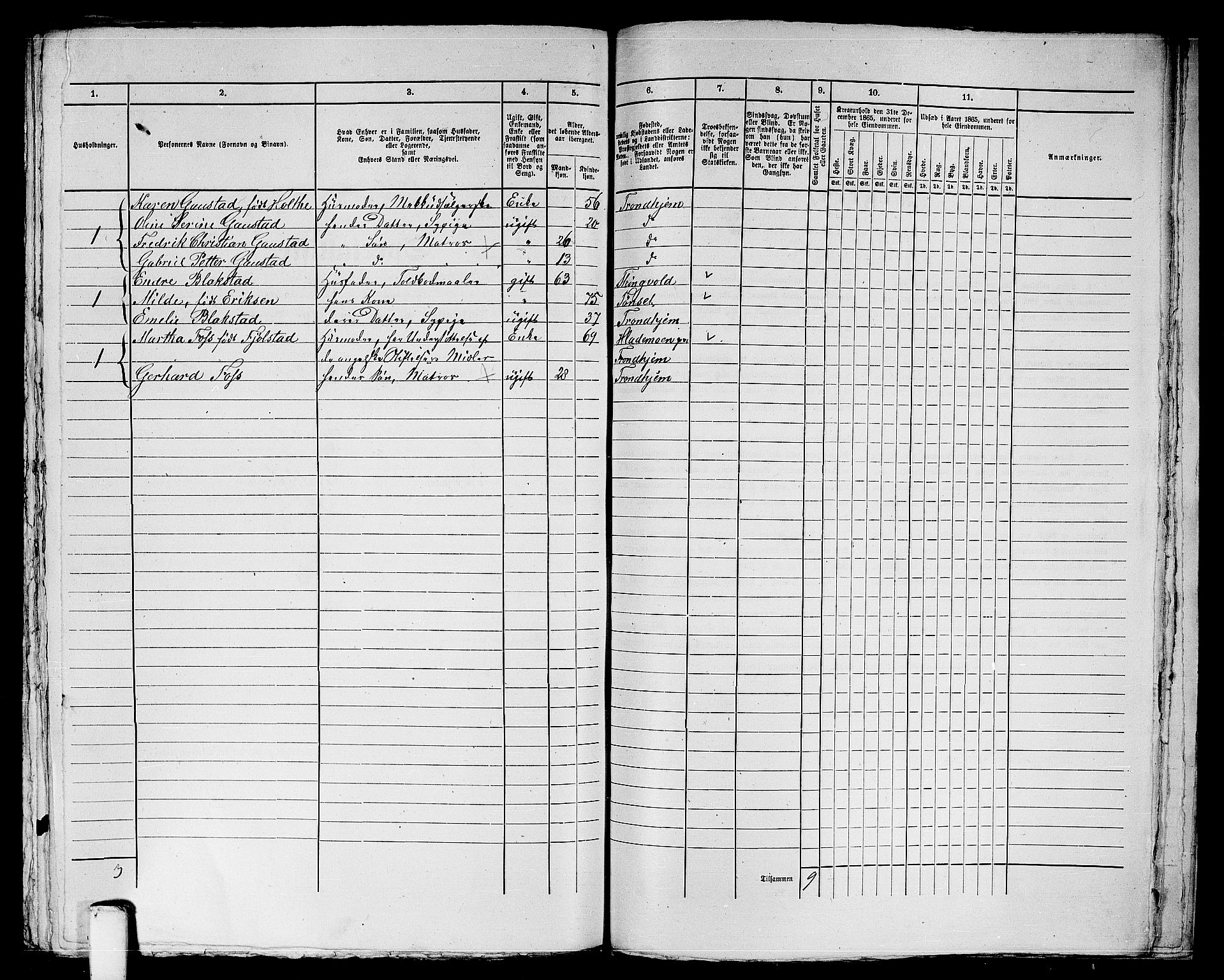 RA, 1865 census for Trondheim, 1865, p. 1528