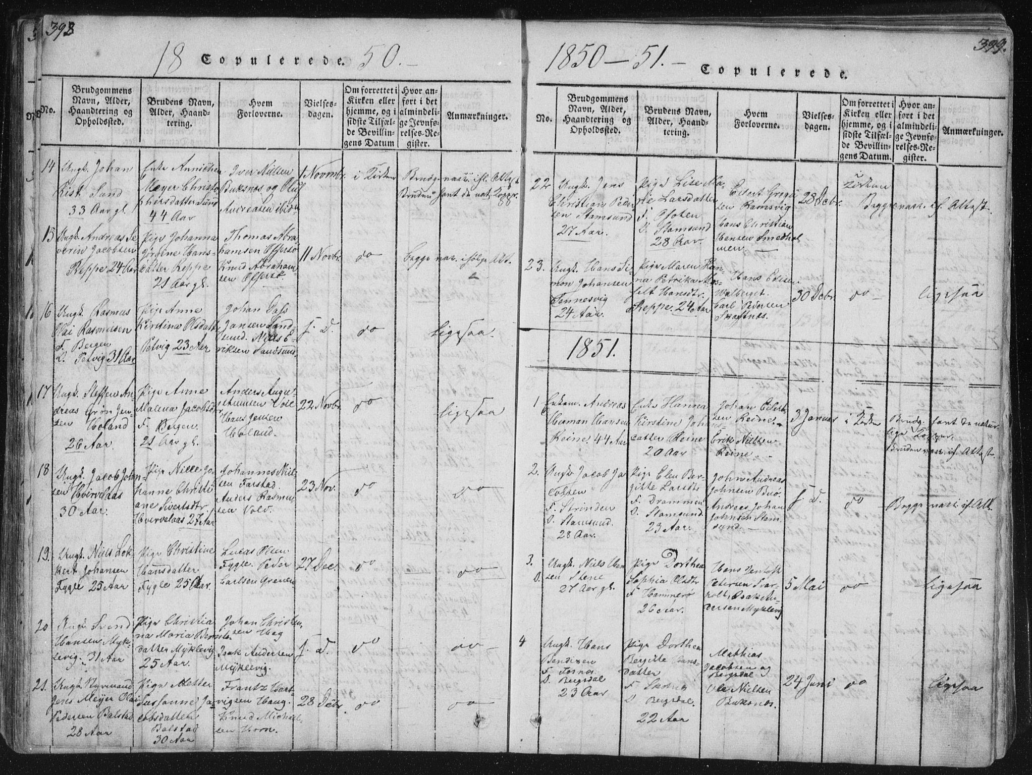 Ministerialprotokoller, klokkerbøker og fødselsregistre - Nordland, AV/SAT-A-1459/881/L1164: Parish register (copy) no. 881C01, 1818-1853, p. 398-399