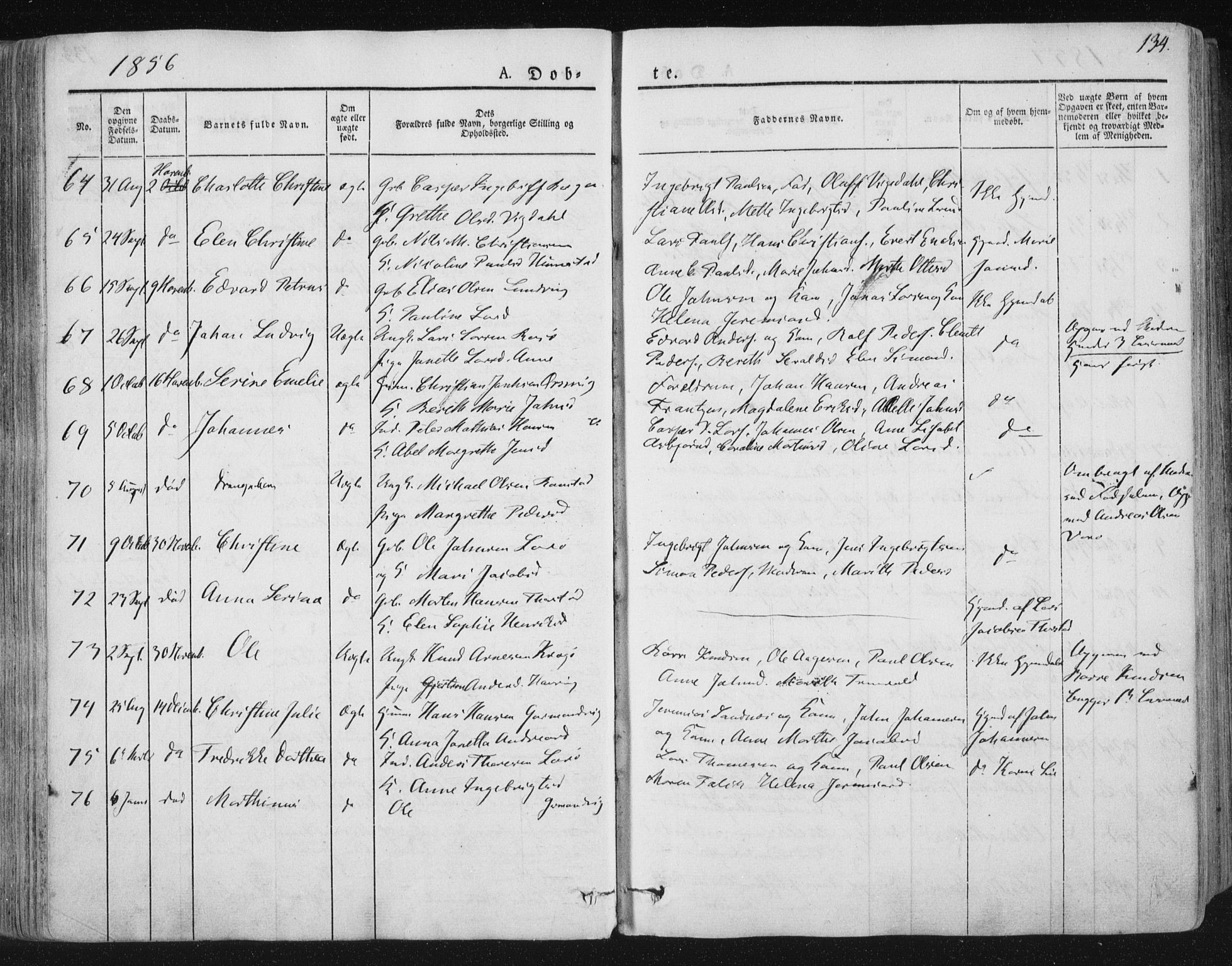 Ministerialprotokoller, klokkerbøker og fødselsregistre - Nord-Trøndelag, SAT/A-1458/784/L0669: Parish register (official) no. 784A04, 1829-1859, p. 134