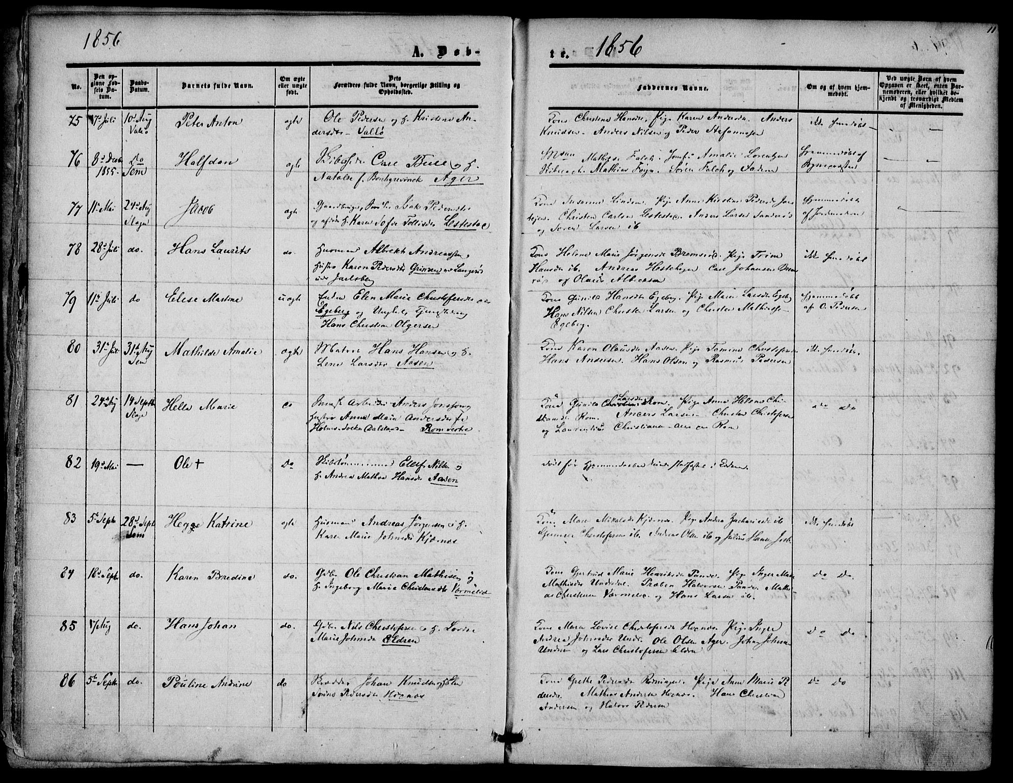 Sem kirkebøker, SAKO/A-5/F/Fa/L0007: Parish register (official) no. I 7, 1856-1865, p. 11
