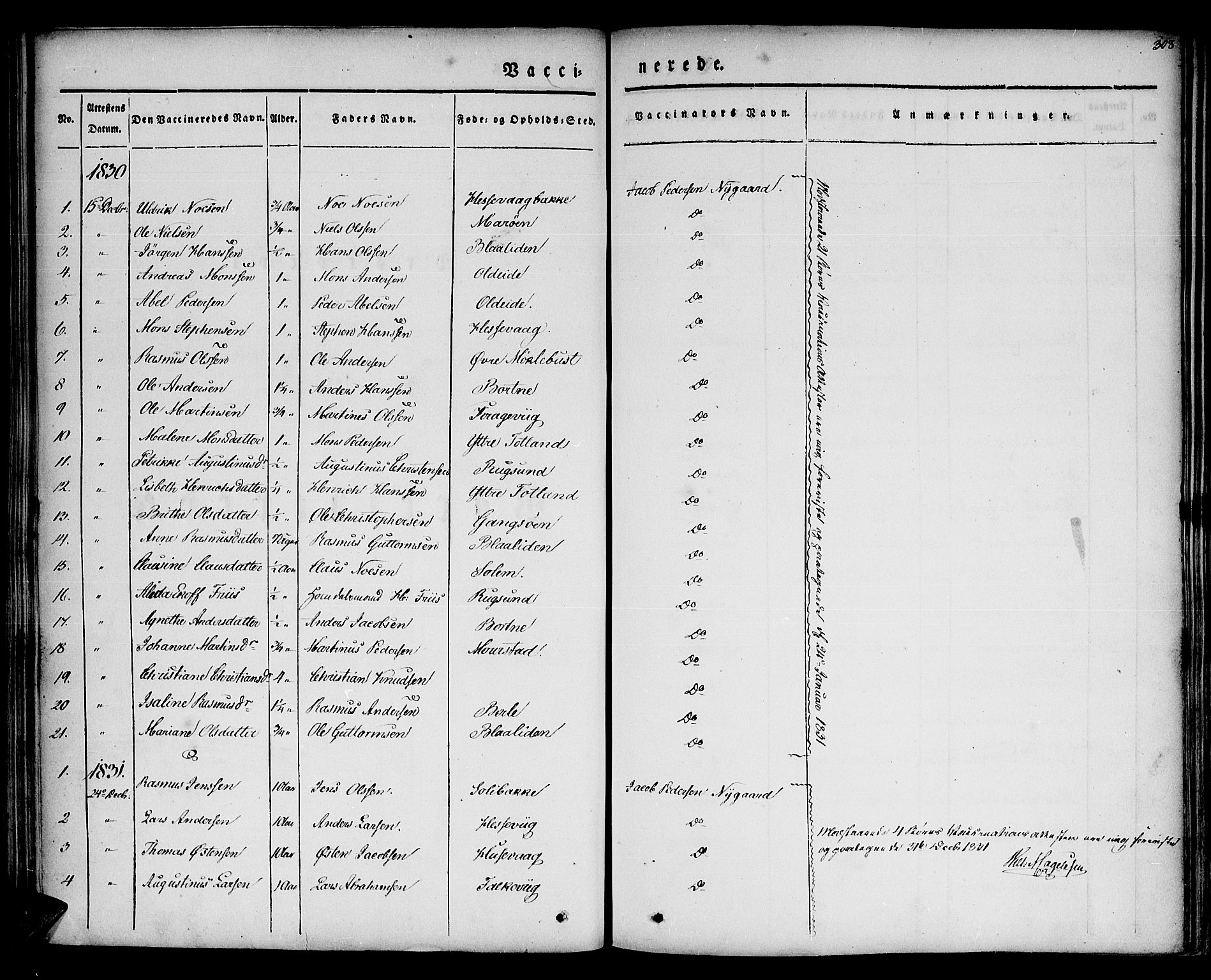 Davik sokneprestembete, AV/SAB-A-79701/H/Haa/Haaa/L0004: Parish register (official) no. A 4, 1830-1849, p. 308