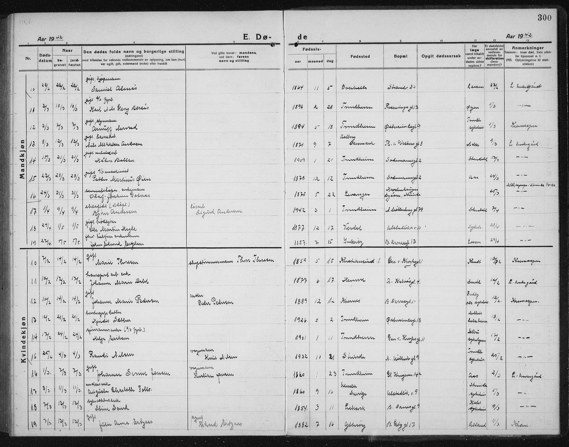 Ministerialprotokoller, klokkerbøker og fødselsregistre - Sør-Trøndelag, AV/SAT-A-1456/605/L0260: Parish register (copy) no. 605C07, 1922-1942, p. 300