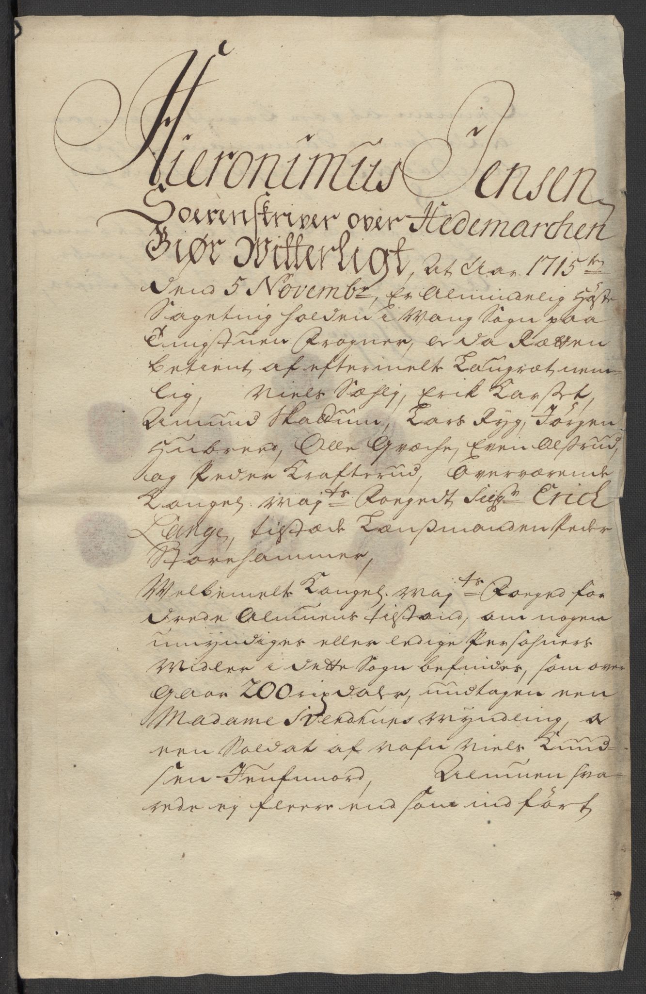 Rentekammeret inntil 1814, Reviderte regnskaper, Fogderegnskap, AV/RA-EA-4092/R16/L1053: Fogderegnskap Hedmark, 1715, p. 198