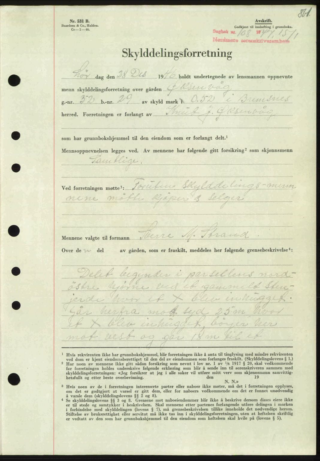 Nordmøre sorenskriveri, AV/SAT-A-4132/1/2/2Ca: Mortgage book no. A103, 1946-1947, Diary no: : 108/1947