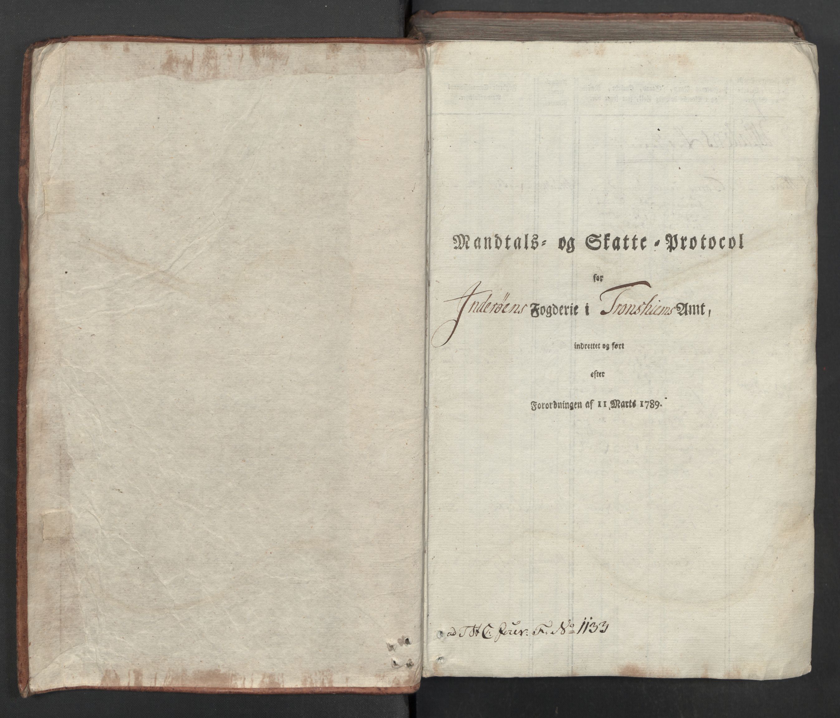 Rentekammeret inntil 1814, Reviderte regnskaper, Mindre regnskaper, RA/EA-4068/Rf/Rfe/L0016: Inderøy fogderi, 1789, p. 3
