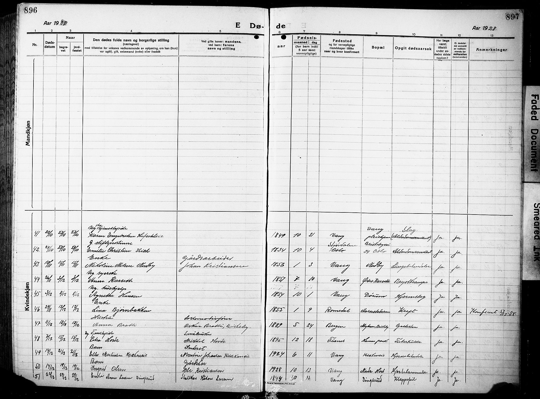 Vang prestekontor, Hedmark, SAH/PREST-008/H/Ha/Hab/L0015: Parish register (copy) no. 15, 1915-1933, p. 896-897