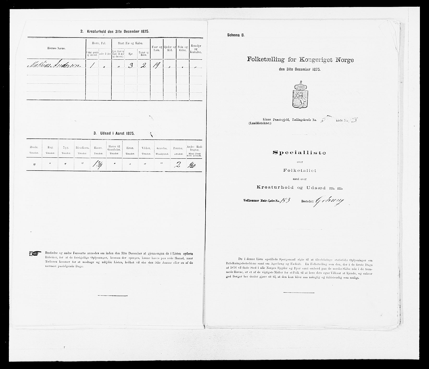 SAB, 1875 census for 1437L Kinn/Kinn og Svanøy, 1875, p. 518