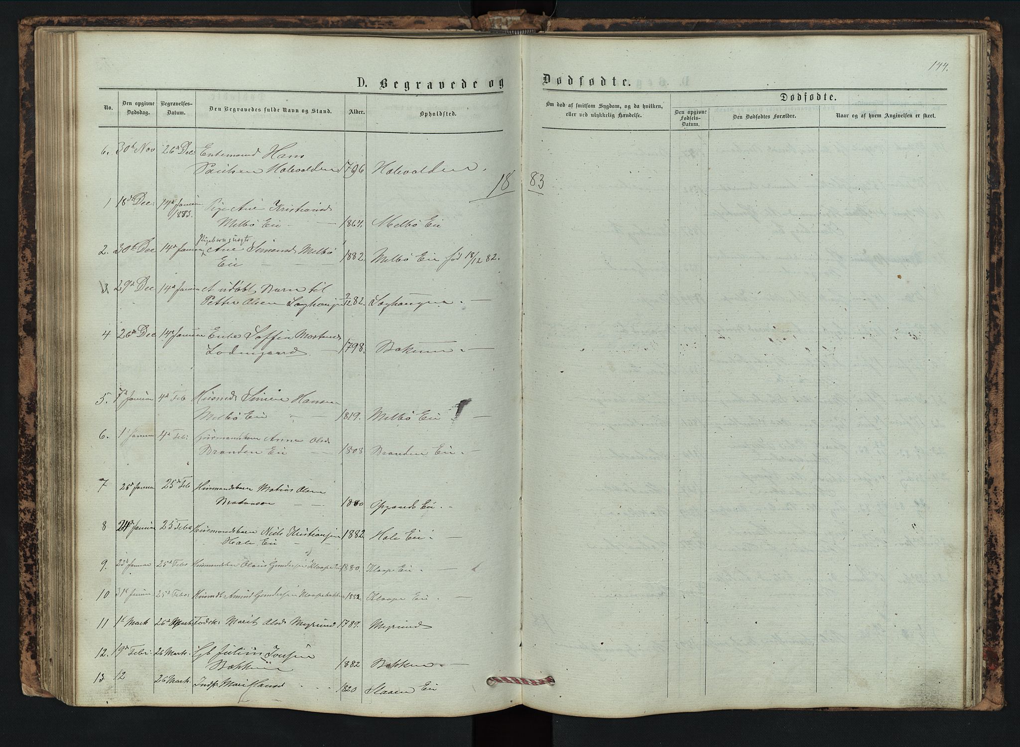 Vestre Gausdal prestekontor, SAH/PREST-094/H/Ha/Hab/L0002: Parish register (copy) no. 2, 1874-1897, p. 144