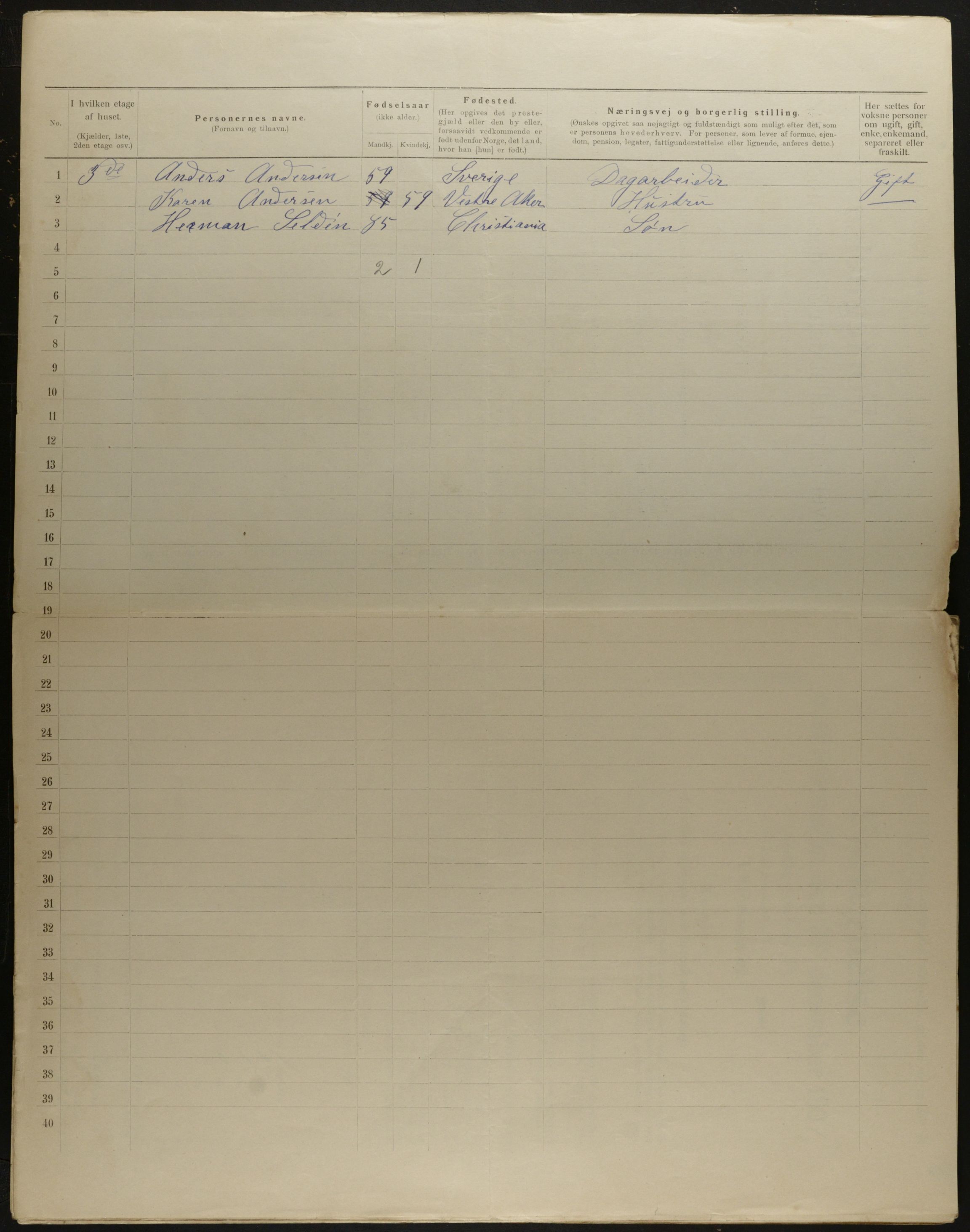 OBA, Municipal Census 1901 for Kristiania, 1901, p. 12092