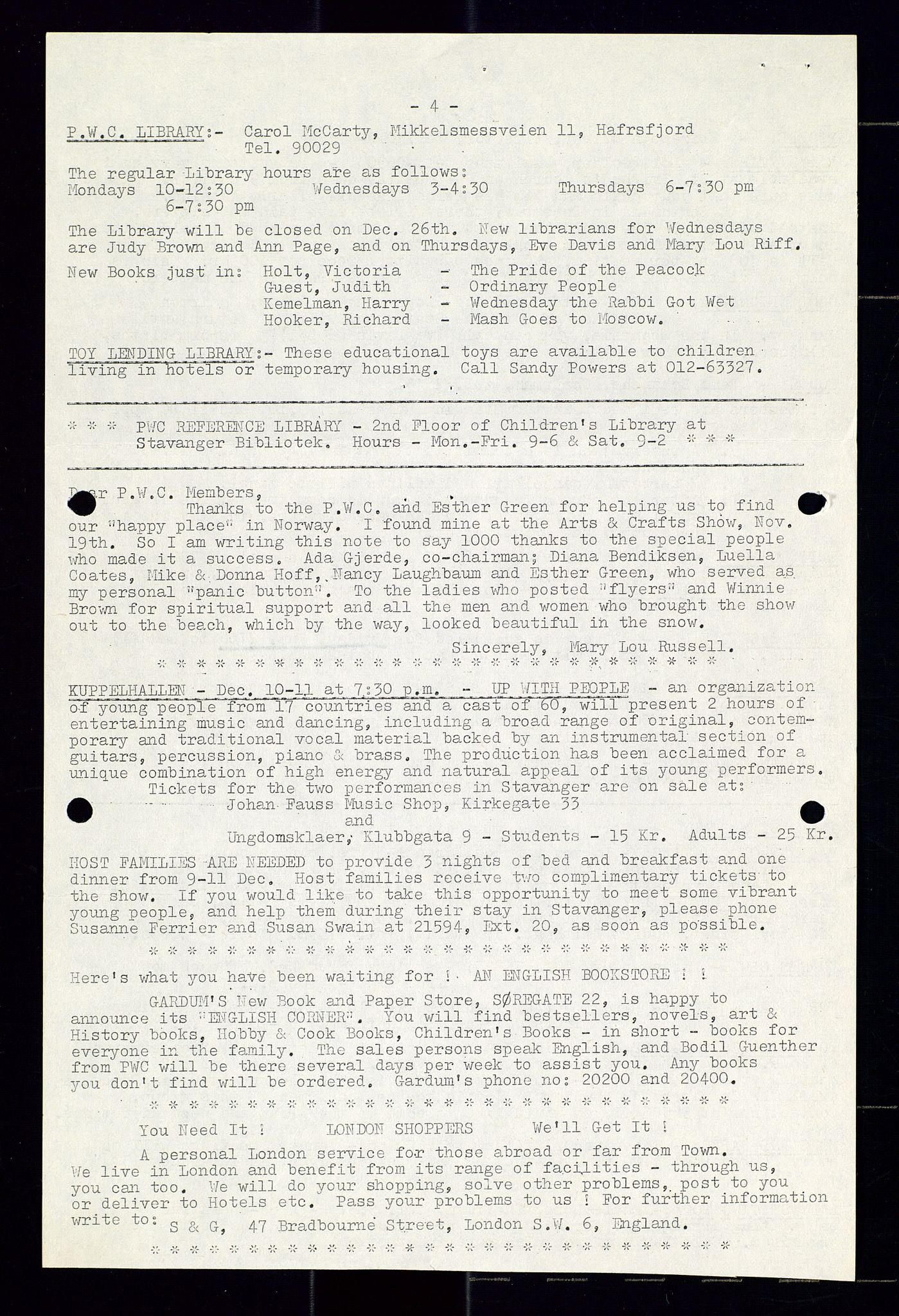 PA 1547 - Petroleum Wives Club, AV/SAST-A-101974/X/Xa/L0001: Newsletters (1971-1978)/radiointervjuer på kasett (1989-1992), 1970-1978