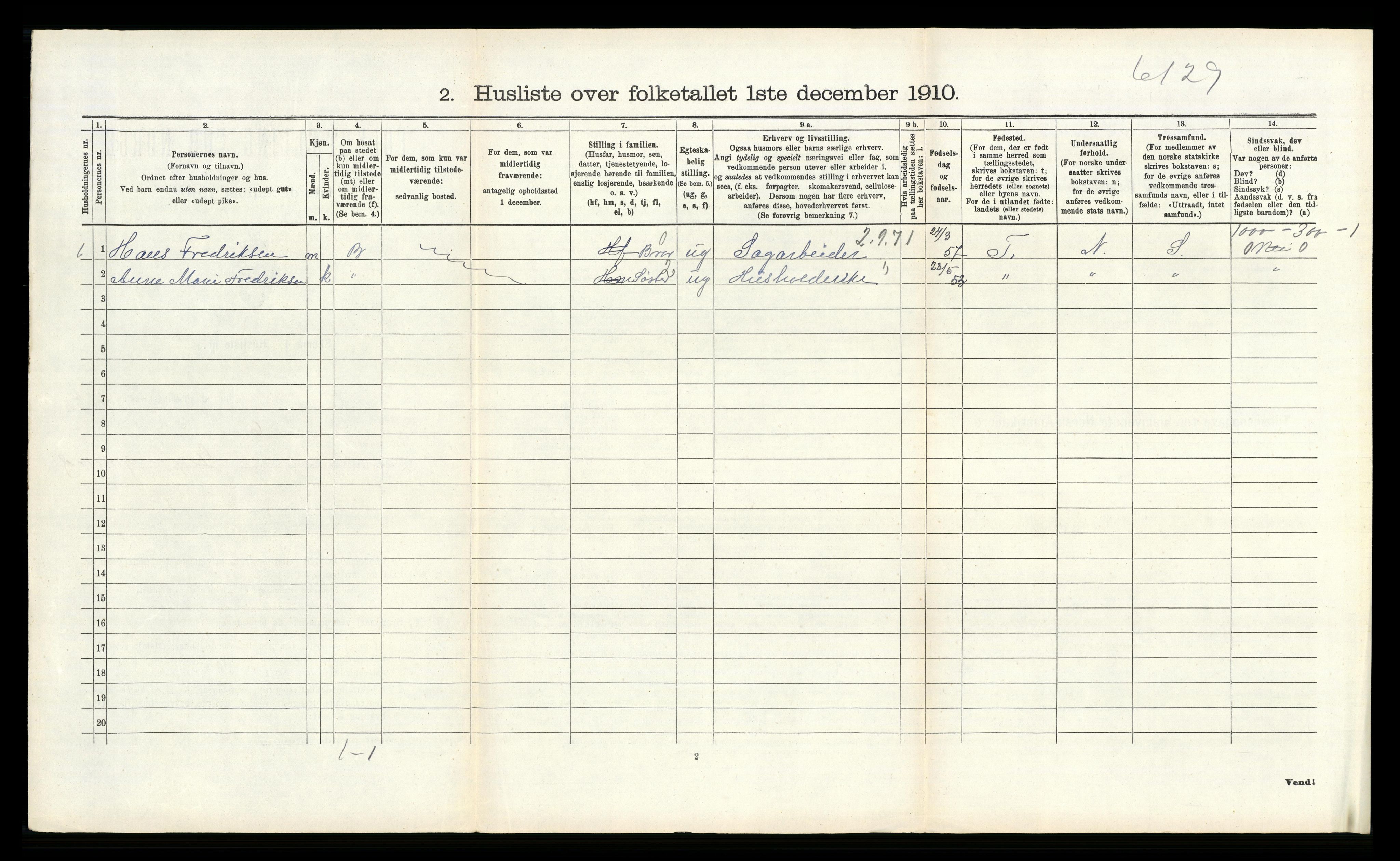 RA, 1910 census for Tjølling, 1910, p. 524