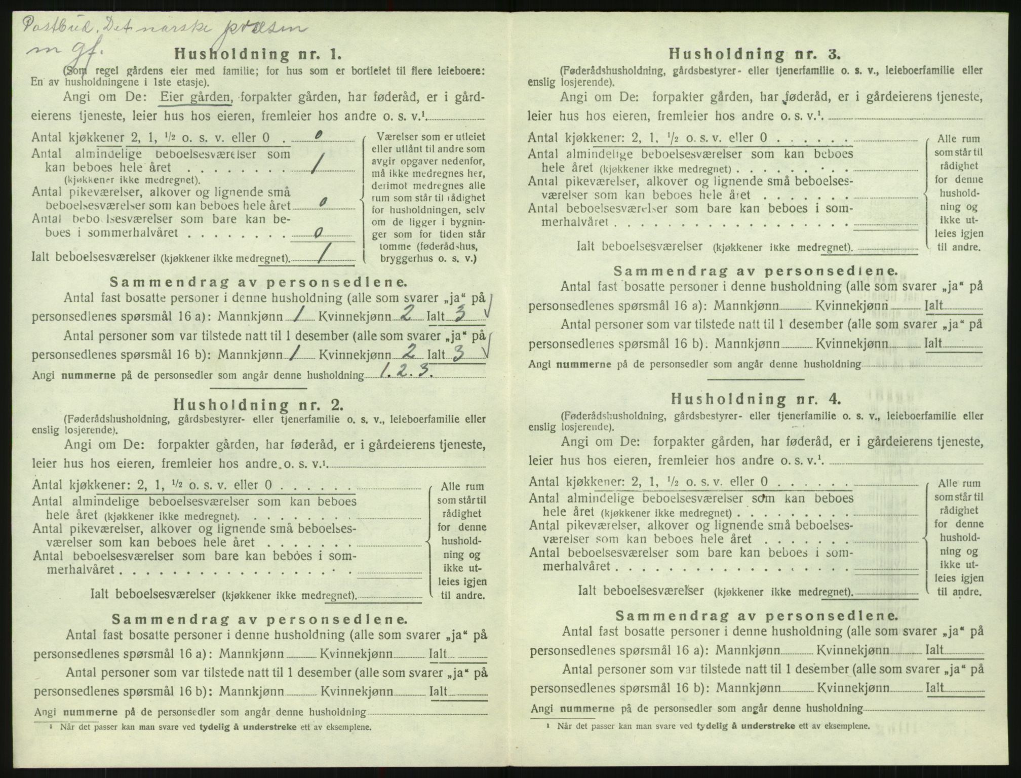 SAK, 1920 census for Bykle, 1920, p. 208