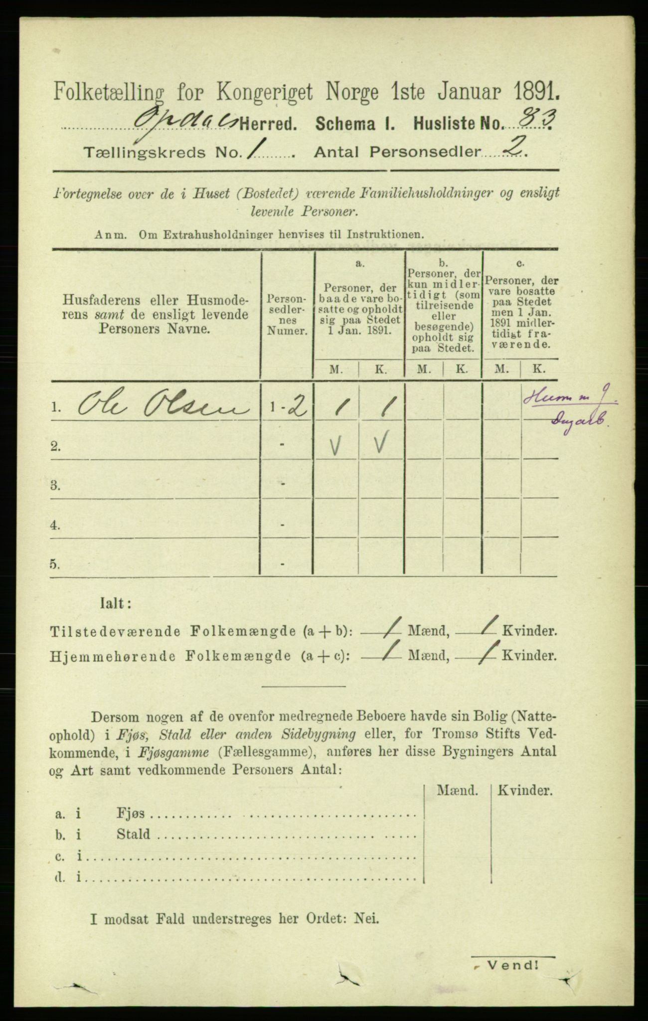 RA, 1891 census for 1634 Oppdal, 1891, p. 112