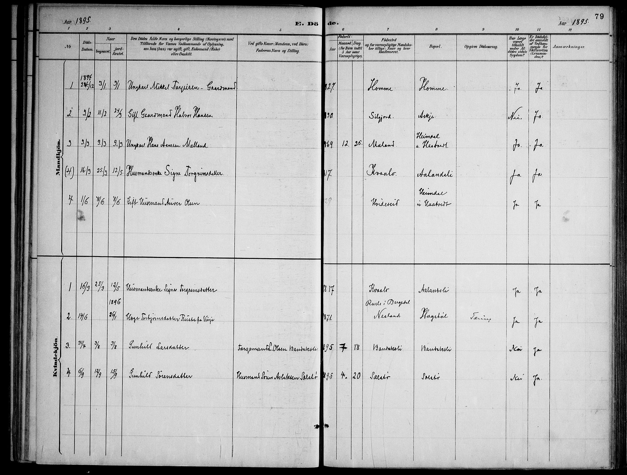 Lårdal kirkebøker, SAKO/A-284/F/Fa/L0007: Parish register (official) no. I 7, 1887-1906, p. 79