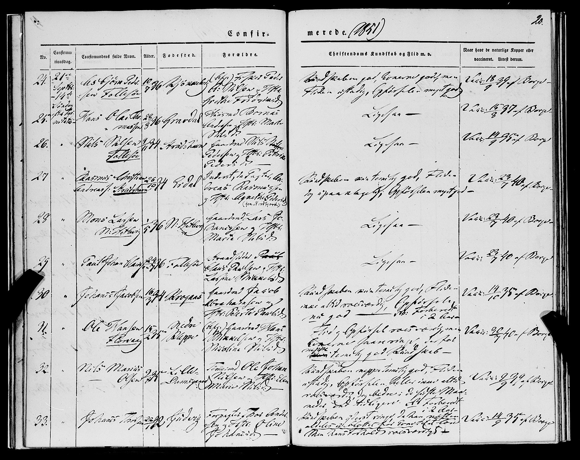 Askøy Sokneprestembete, SAB/A-74101/H/Ha/Haa/Haaa/L0010: Parish register (official) no. A 10, 1845-1854, p. 20