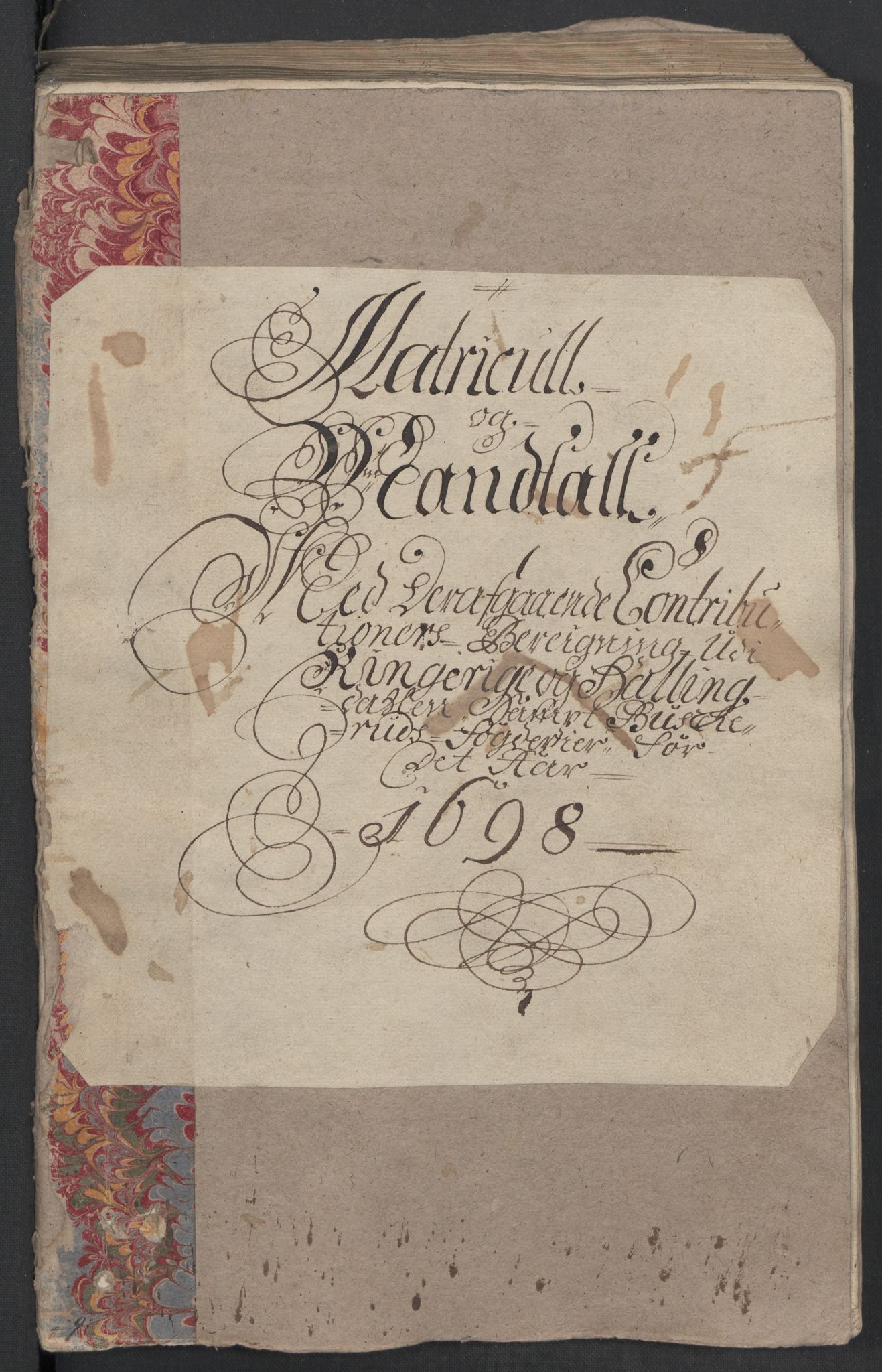 Rentekammeret inntil 1814, Reviderte regnskaper, Fogderegnskap, RA/EA-4092/R22/L1455: Fogderegnskap Ringerike, Hallingdal og Buskerud, 1698, p. 22