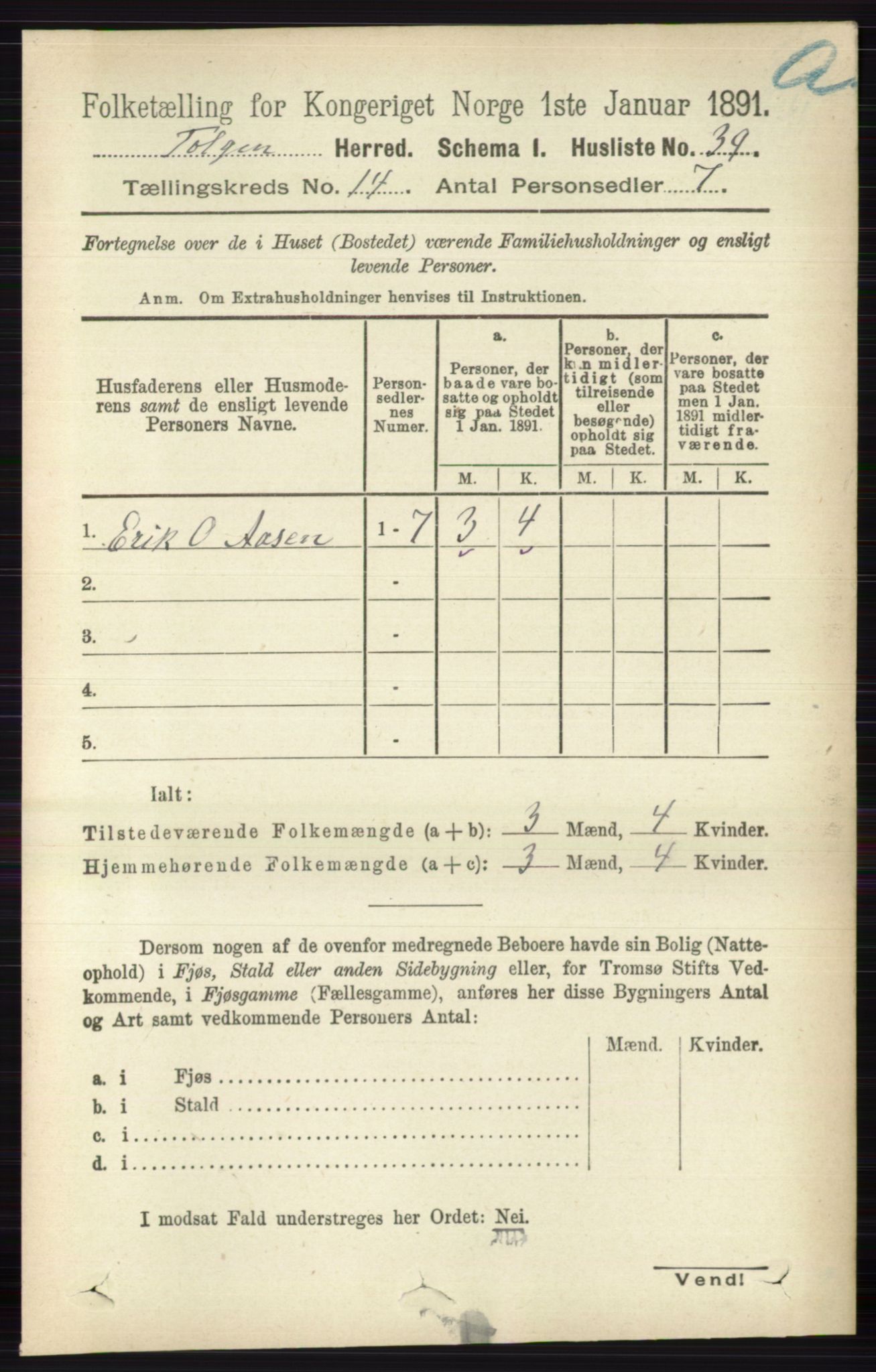 RA, 1891 census for 0436 Tolga, 1891, p. 4119