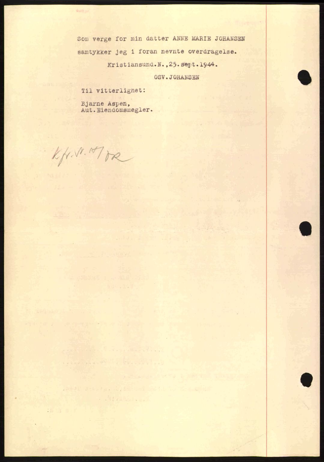 Nordmøre sorenskriveri, AV/SAT-A-4132/1/2/2Ca: Mortgage book no. A98, 1944-1944, Diary no: : 1661/1944