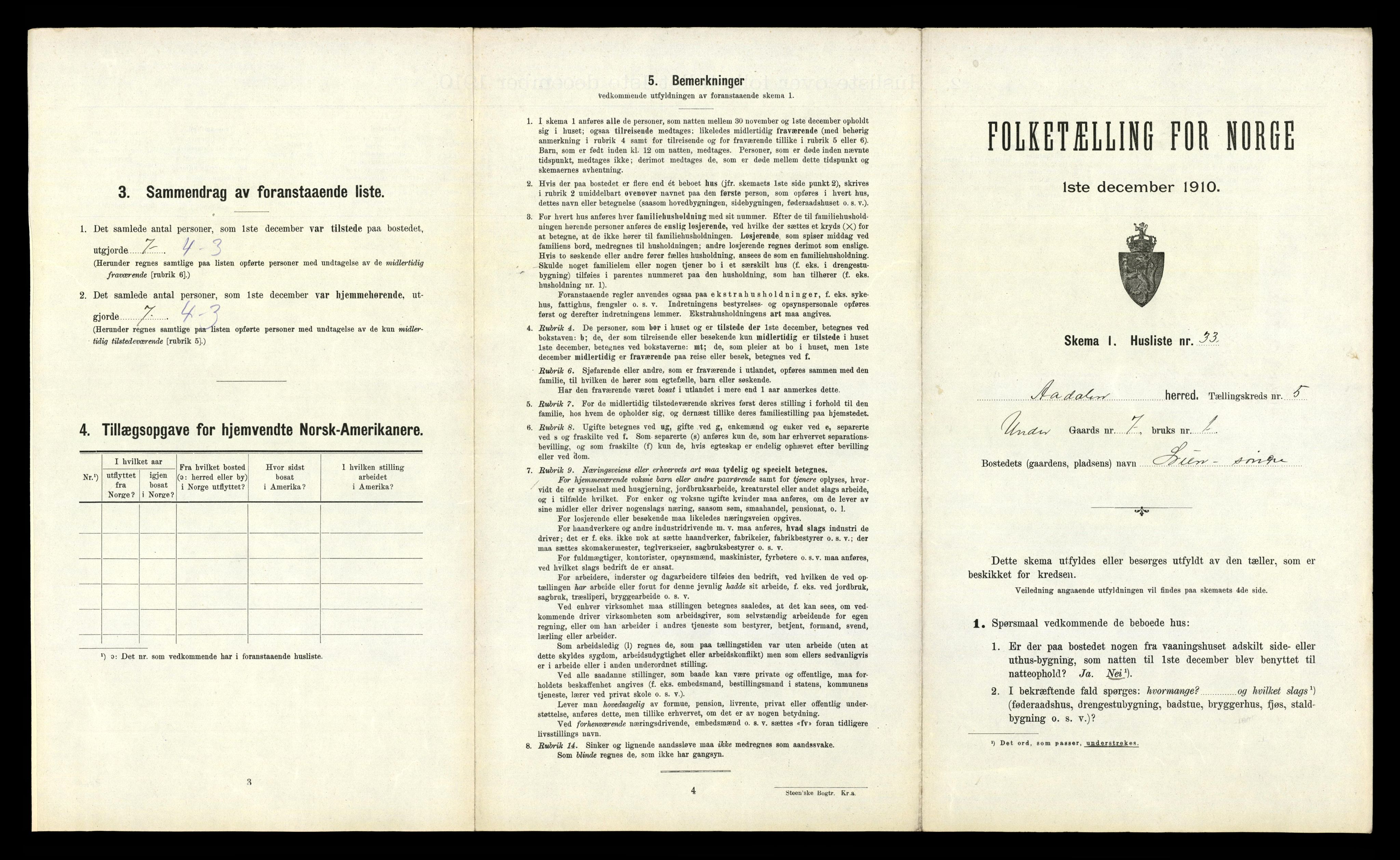 RA, 1910 census for Ådal, 1910, p. 509