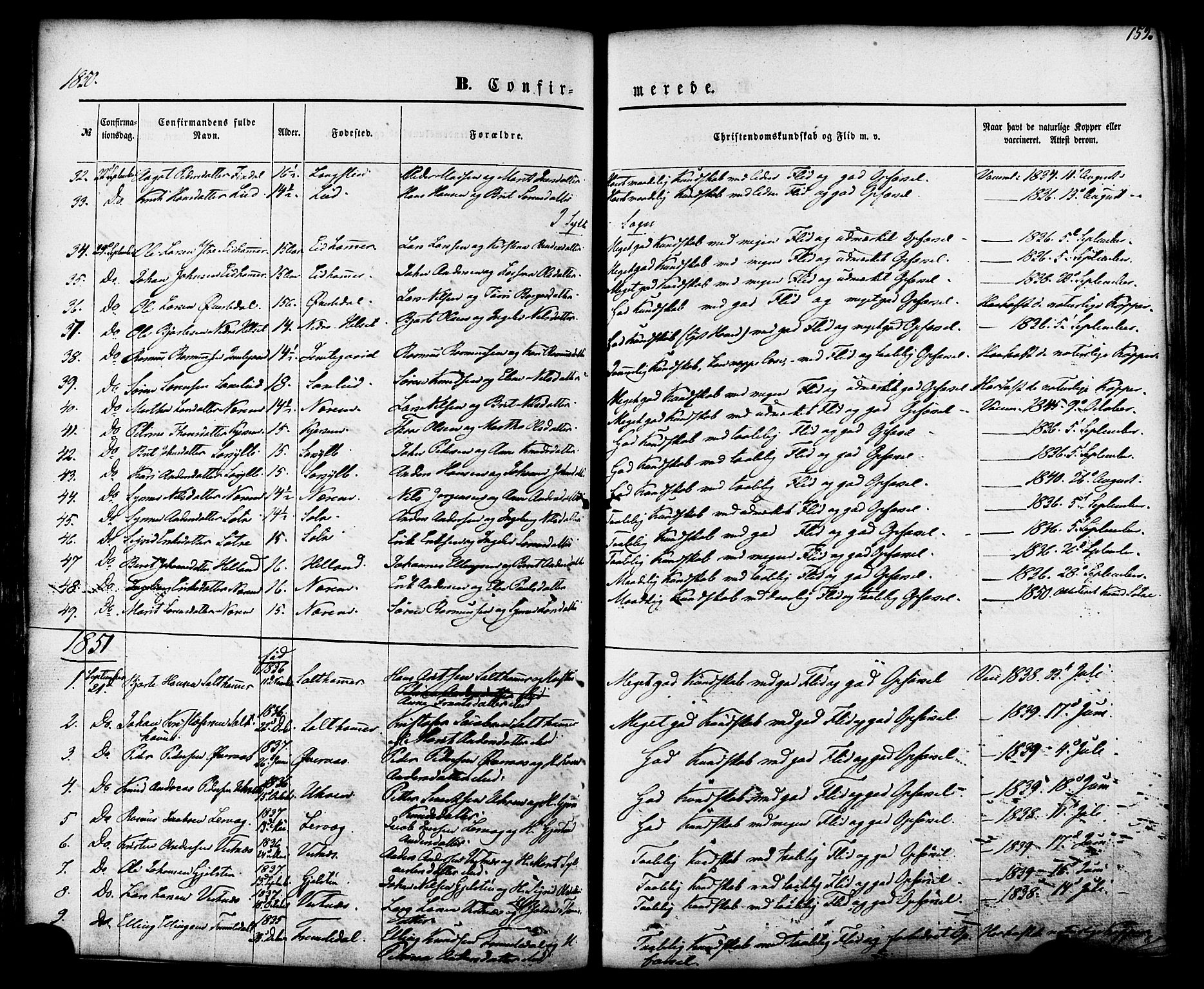 Ministerialprotokoller, klokkerbøker og fødselsregistre - Møre og Romsdal, SAT/A-1454/539/L0529: Parish register (official) no. 539A02, 1848-1872, p. 159