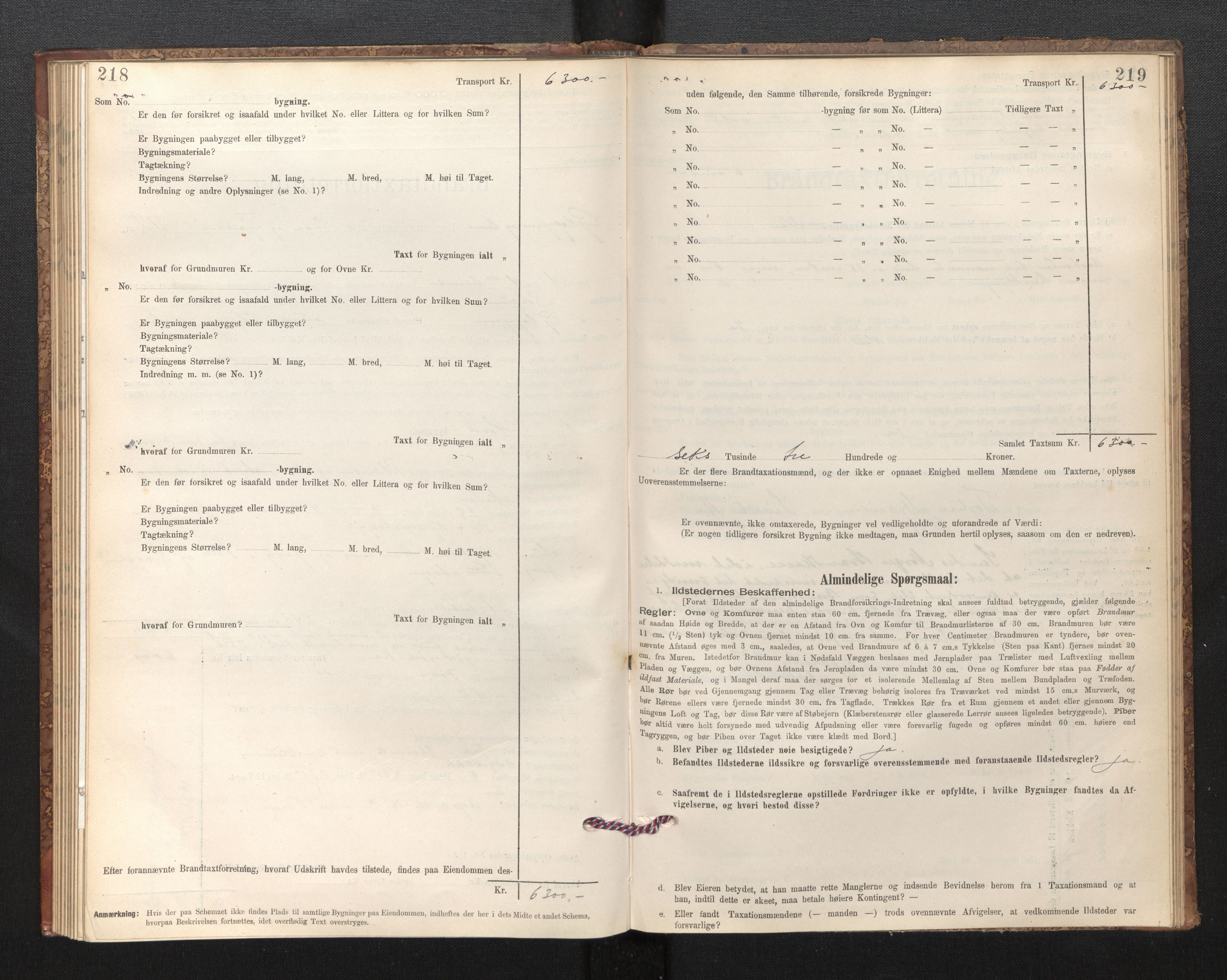 Lensmannen i Gloppen og Breim, AV/SAB-A-27801/0012/L0003: Branntakstprotokoll, skjematakst, 1894-1931, p. 218-219