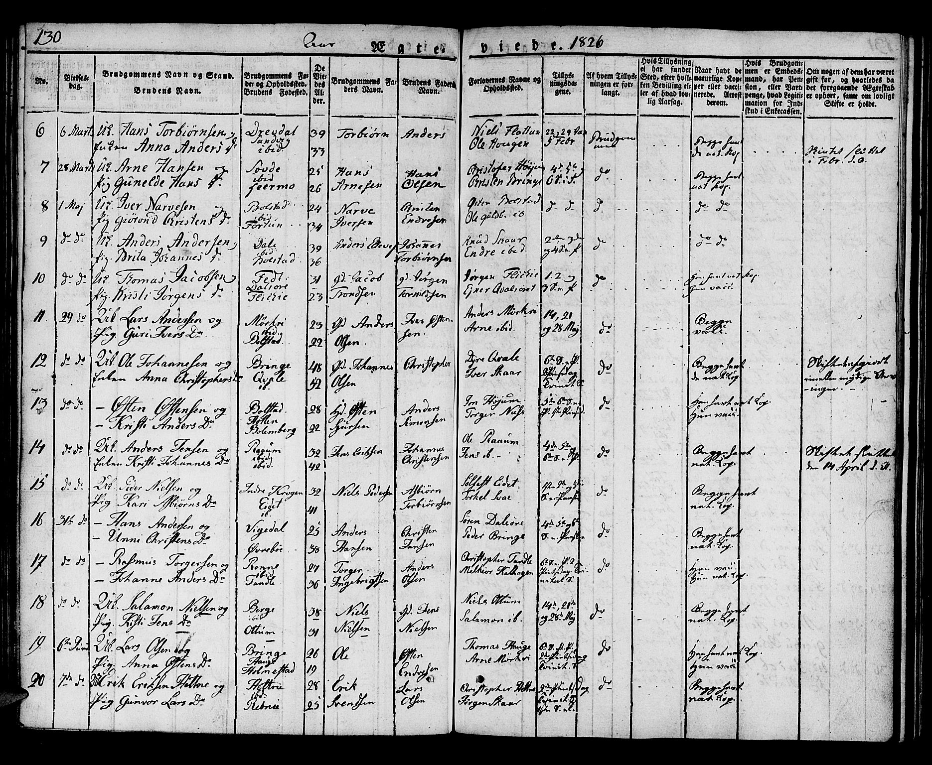 Luster sokneprestembete, AV/SAB-A-81101/H/Haa/Haaa/L0004: Parish register (official) no. A 4, 1821-1832, p. 130