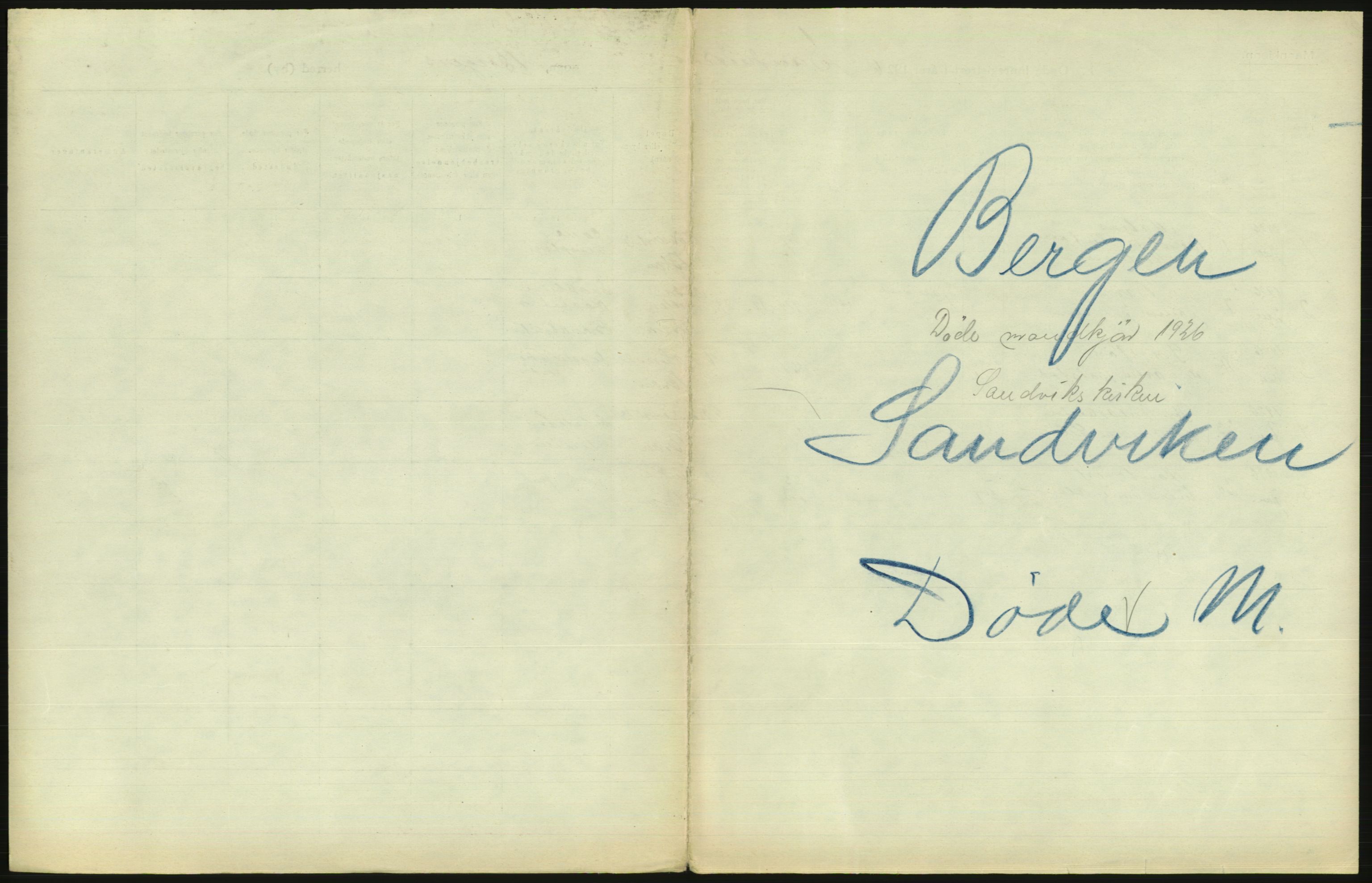 Statistisk sentralbyrå, Sosiodemografiske emner, Befolkning, AV/RA-S-2228/D/Df/Dfc/Dfcf/L0028: Bergen: Gifte, døde, dødfødte., 1926, p. 699