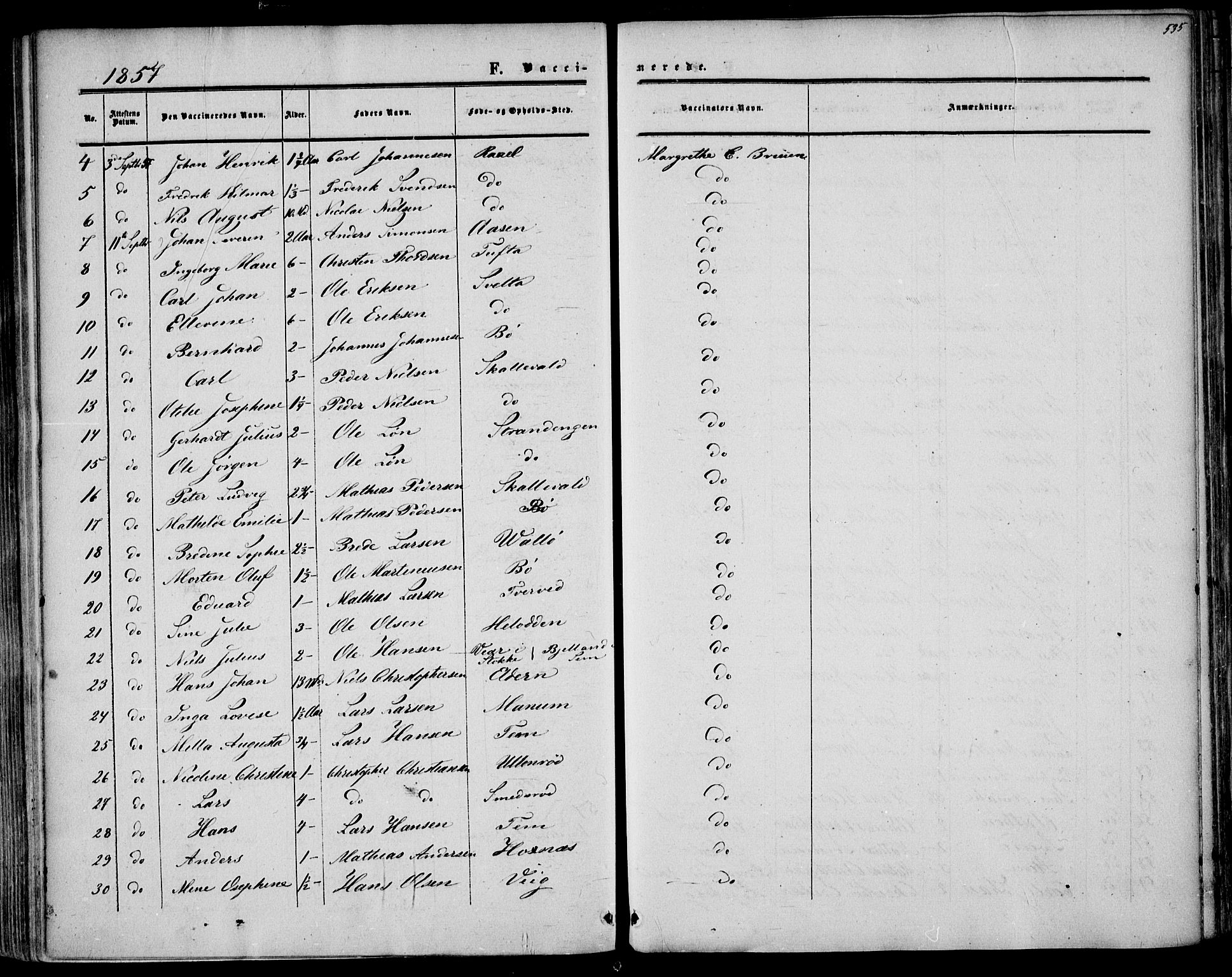 Sem kirkebøker, SAKO/A-5/F/Fa/L0007: Parish register (official) no. I 7, 1856-1865, p. 535