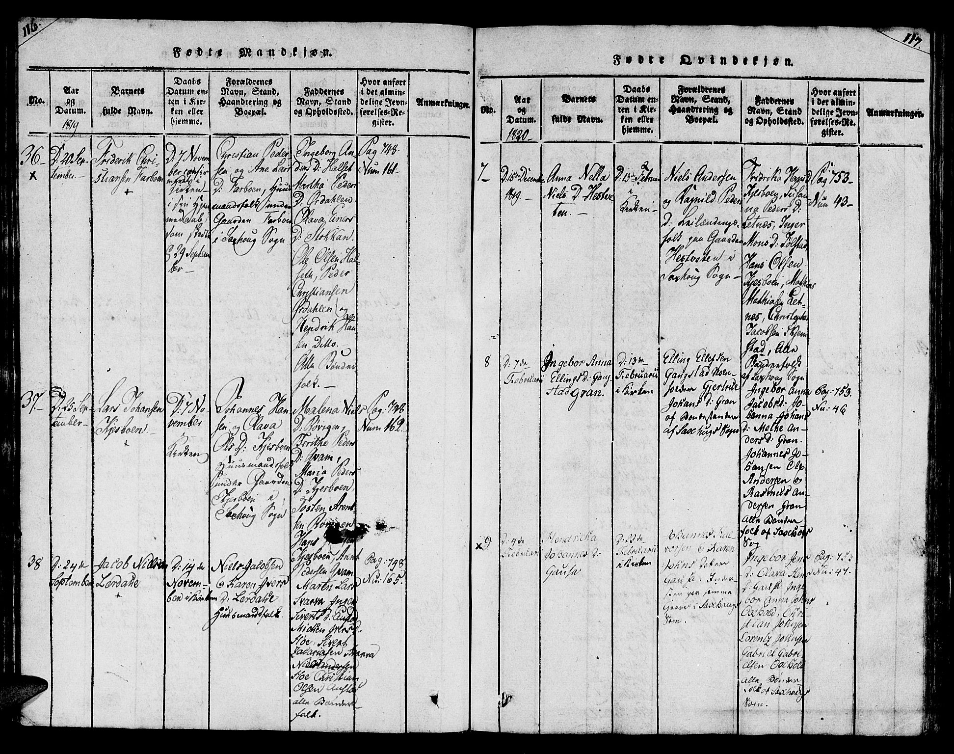 Ministerialprotokoller, klokkerbøker og fødselsregistre - Nord-Trøndelag, AV/SAT-A-1458/730/L0275: Parish register (official) no. 730A04, 1816-1822, p. 116-117