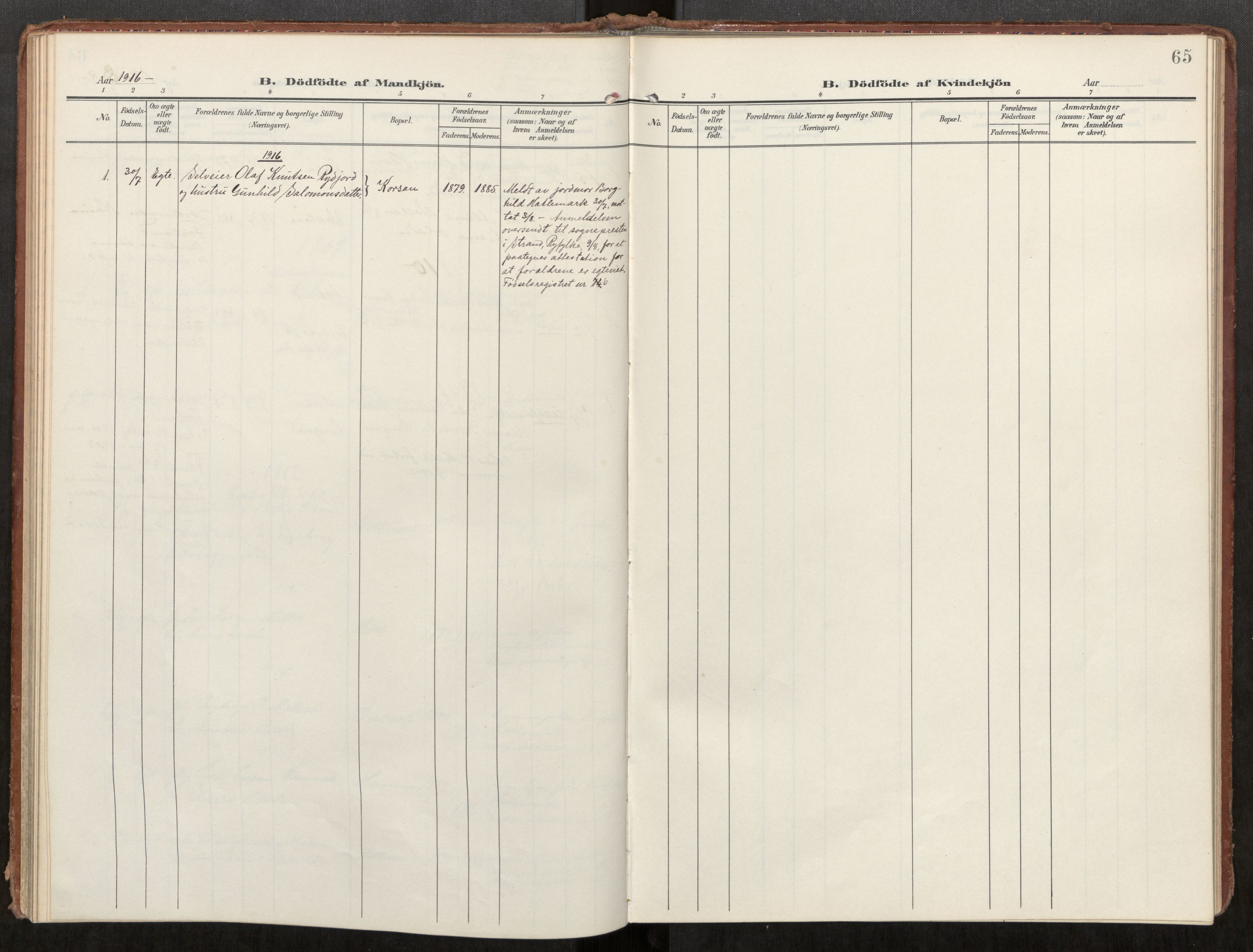 Ministerialprotokoller, klokkerbøker og fødselsregistre - Møre og Romsdal, AV/SAT-A-1454/549/L0618: Parish register (official) no. 549A01, 1906-1927, p. 65