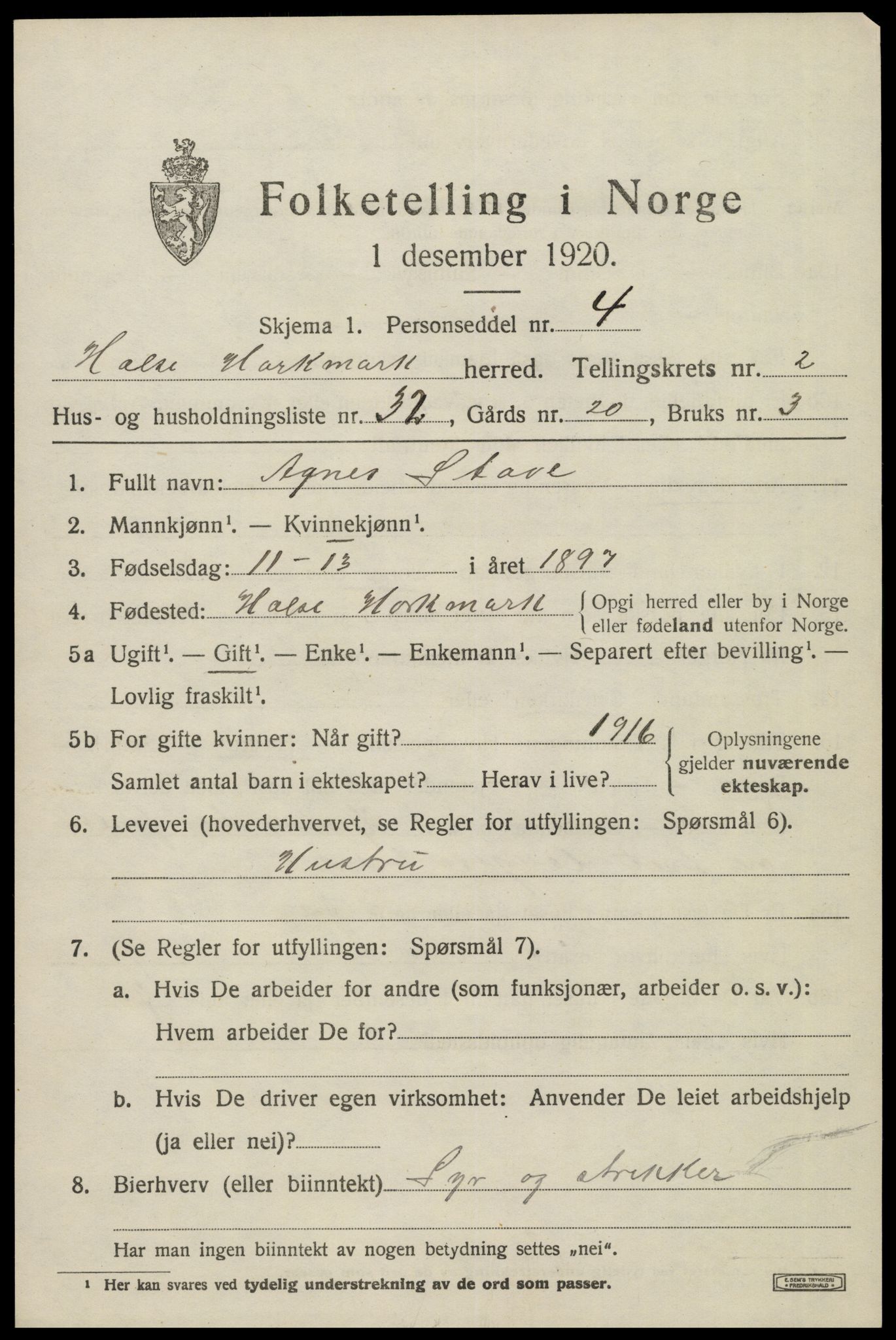 SAK, 1920 census for Halse og Harkmark, 1920, p. 2373