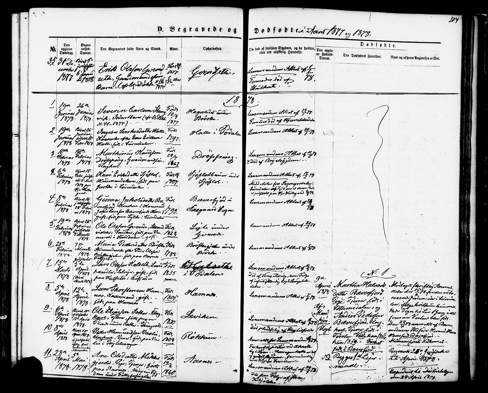 Ministerialprotokoller, klokkerbøker og fødselsregistre - Møre og Romsdal, AV/SAT-A-1454/592/L1027: Parish register (official) no. 592A05, 1865-1878, p. 204