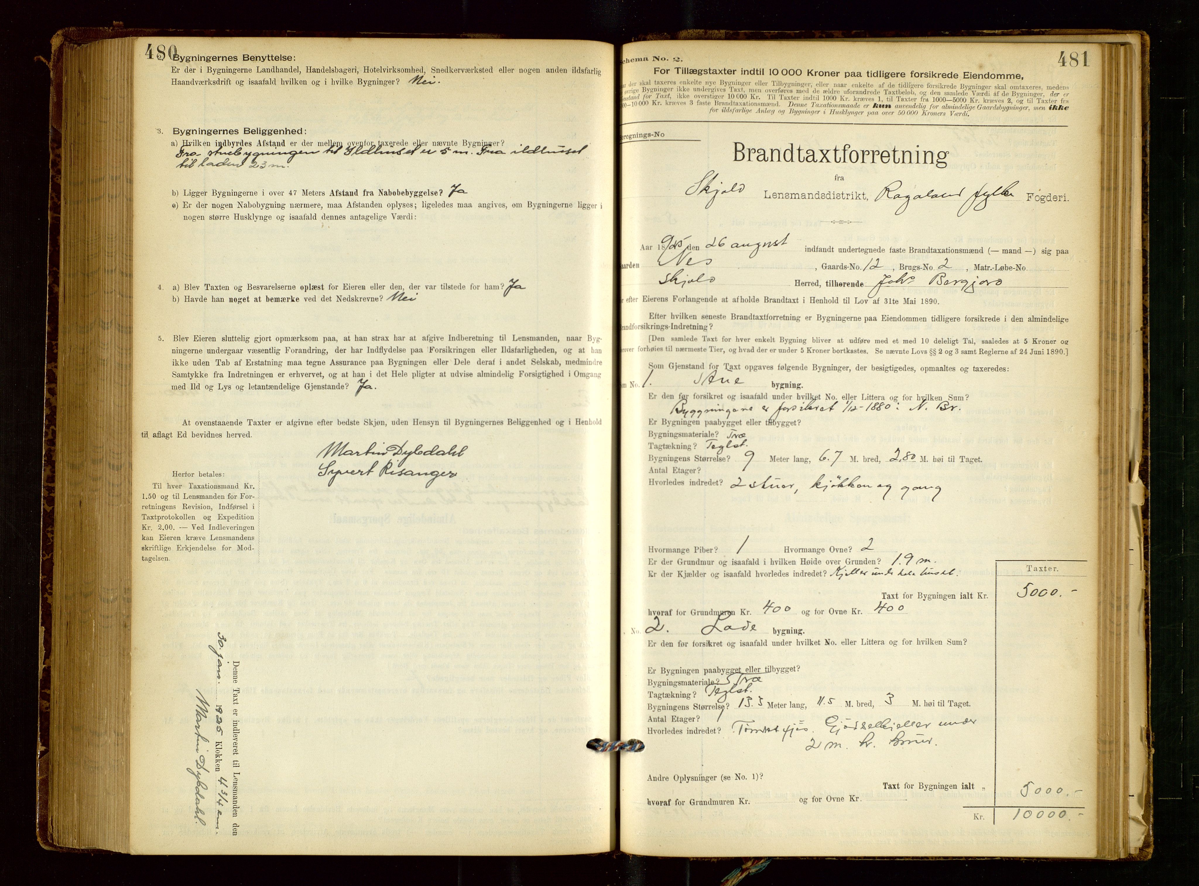 Skjold lensmannskontor, AV/SAST-A-100182/Gob/L0001: "Brandtaxationsprotokol for Skjold Lensmandsdistrikt Ryfylke Fogderi", 1894-1939, p. 480-481