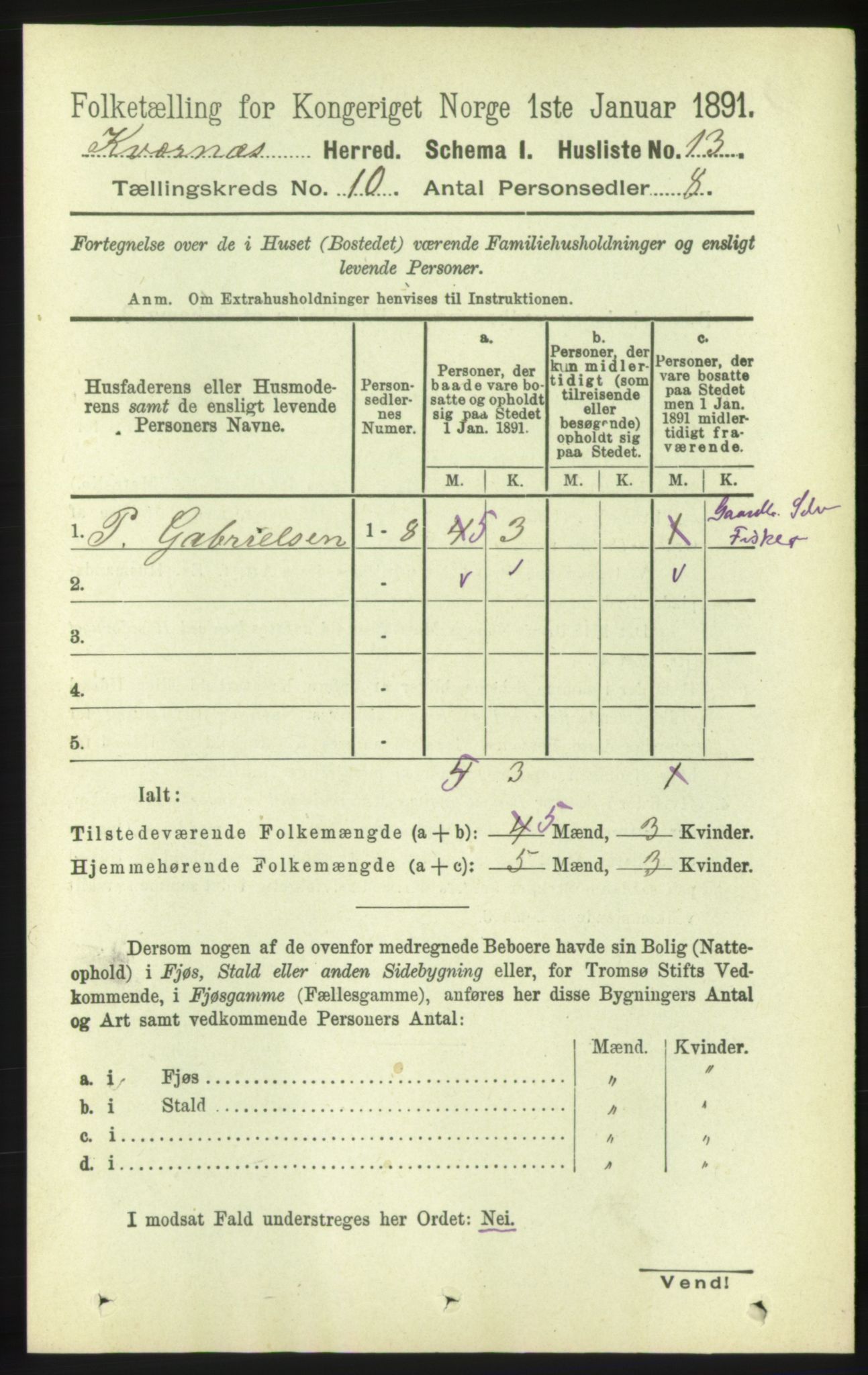 RA, 1891 census for 1553 Kvernes, 1891, p. 4282