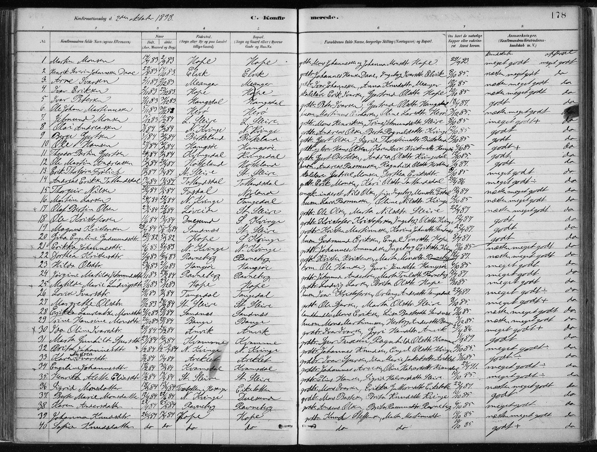 Masfjorden Sokneprestembete, SAB/A-77001: Parish register (official) no. B  1, 1876-1899, p. 178
