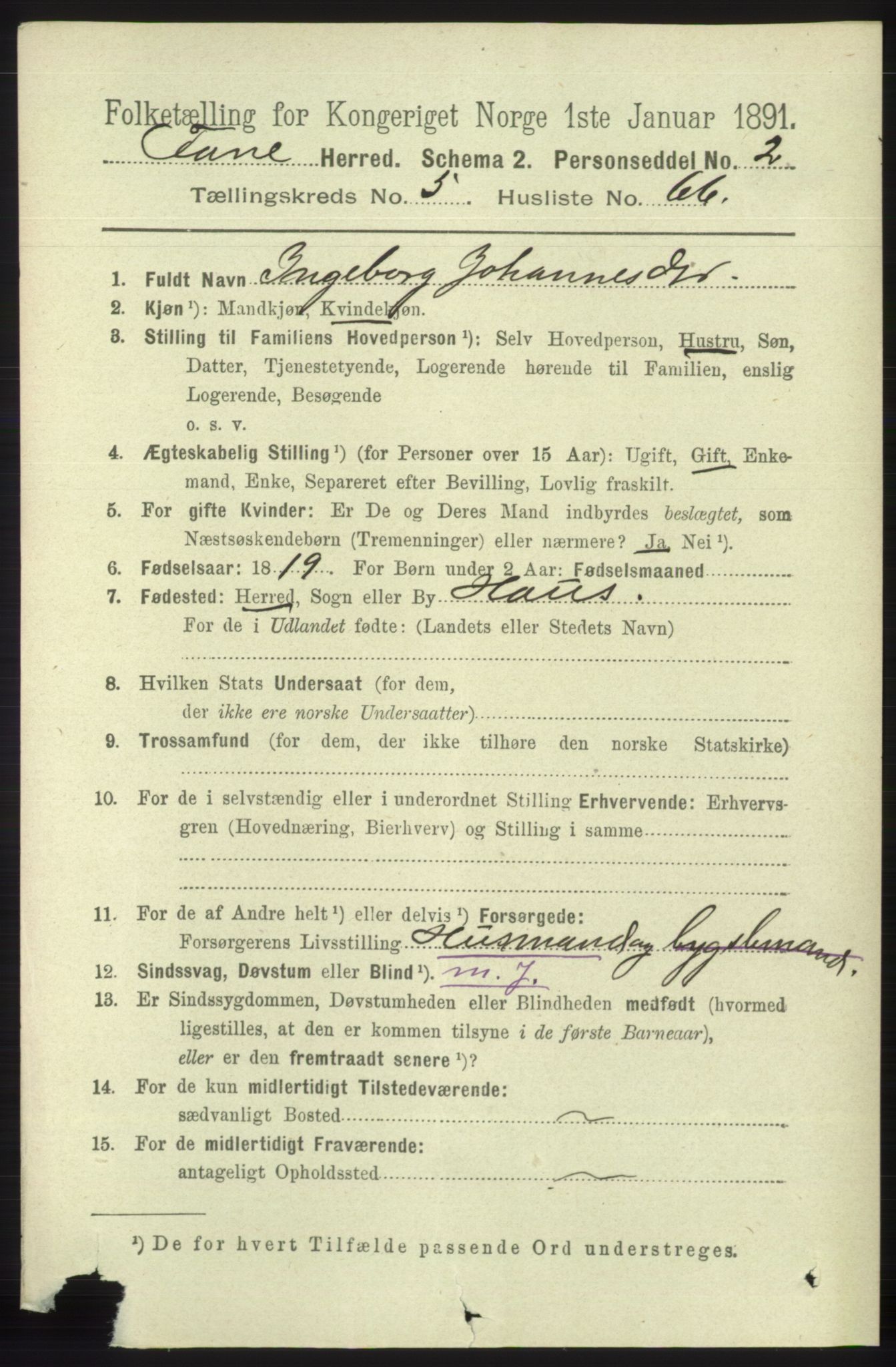 RA, 1891 census for 1249 Fana, 1891, p. 2506