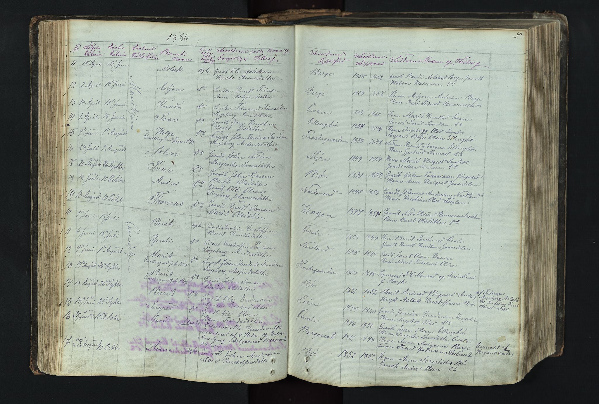 Vang prestekontor, Valdres, SAH/PREST-140/H/Hb/L0004: Parish register (copy) no. 4, 1835-1892, p. 94