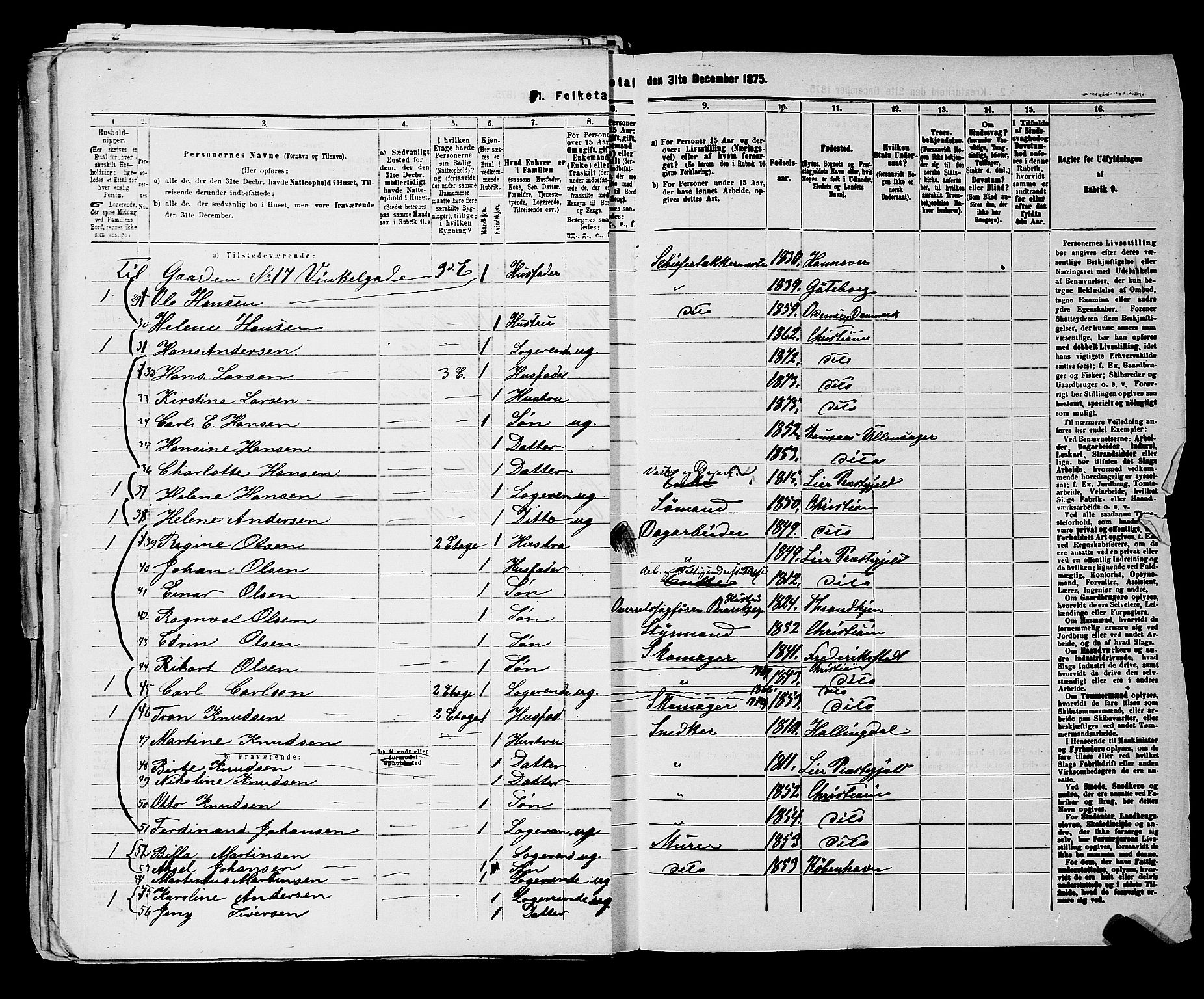 RA, 1875 census for 0301 Kristiania, 1875, p. 5417