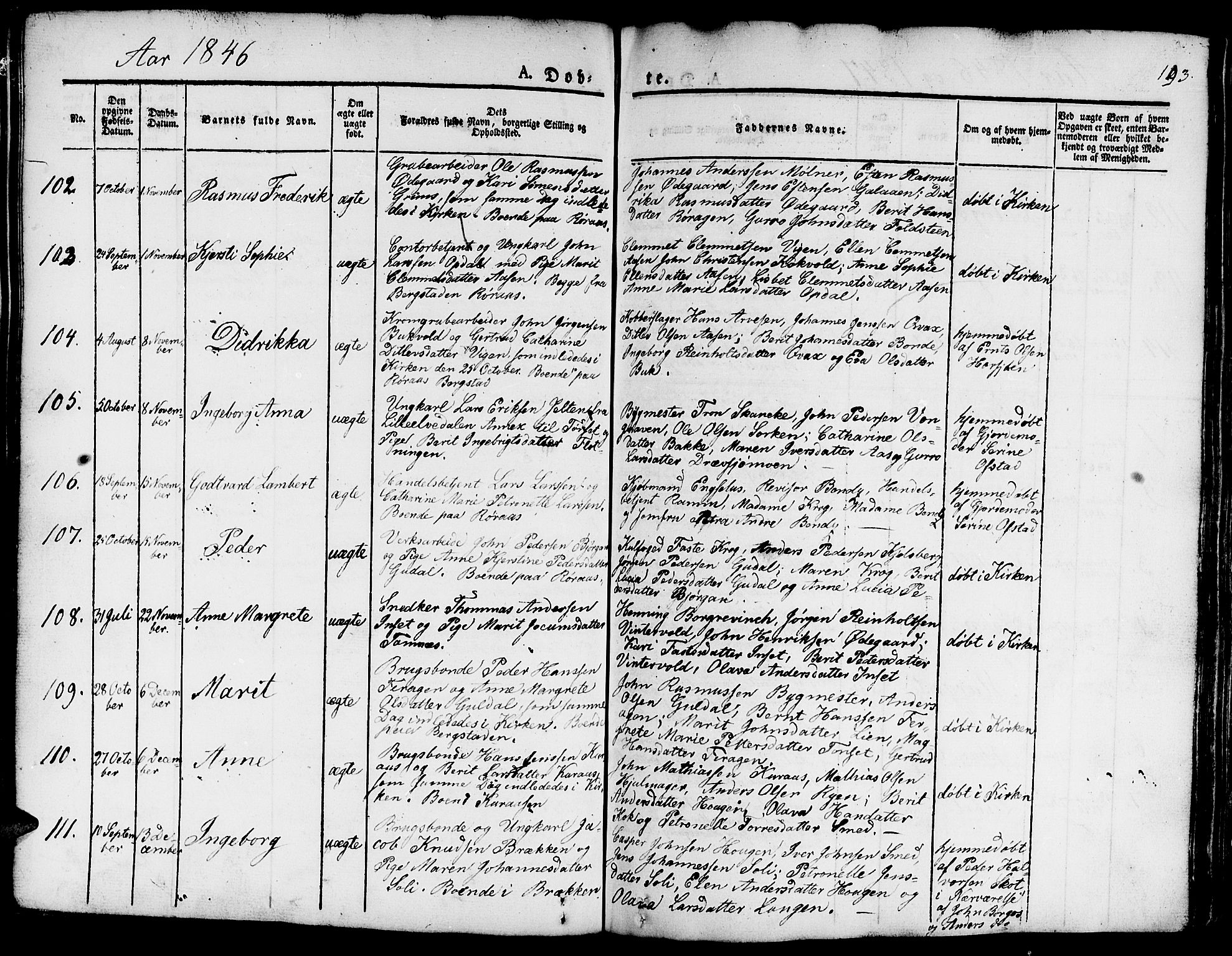 Ministerialprotokoller, klokkerbøker og fødselsregistre - Sør-Trøndelag, SAT/A-1456/681/L0938: Parish register (copy) no. 681C02, 1829-1879, p. 193