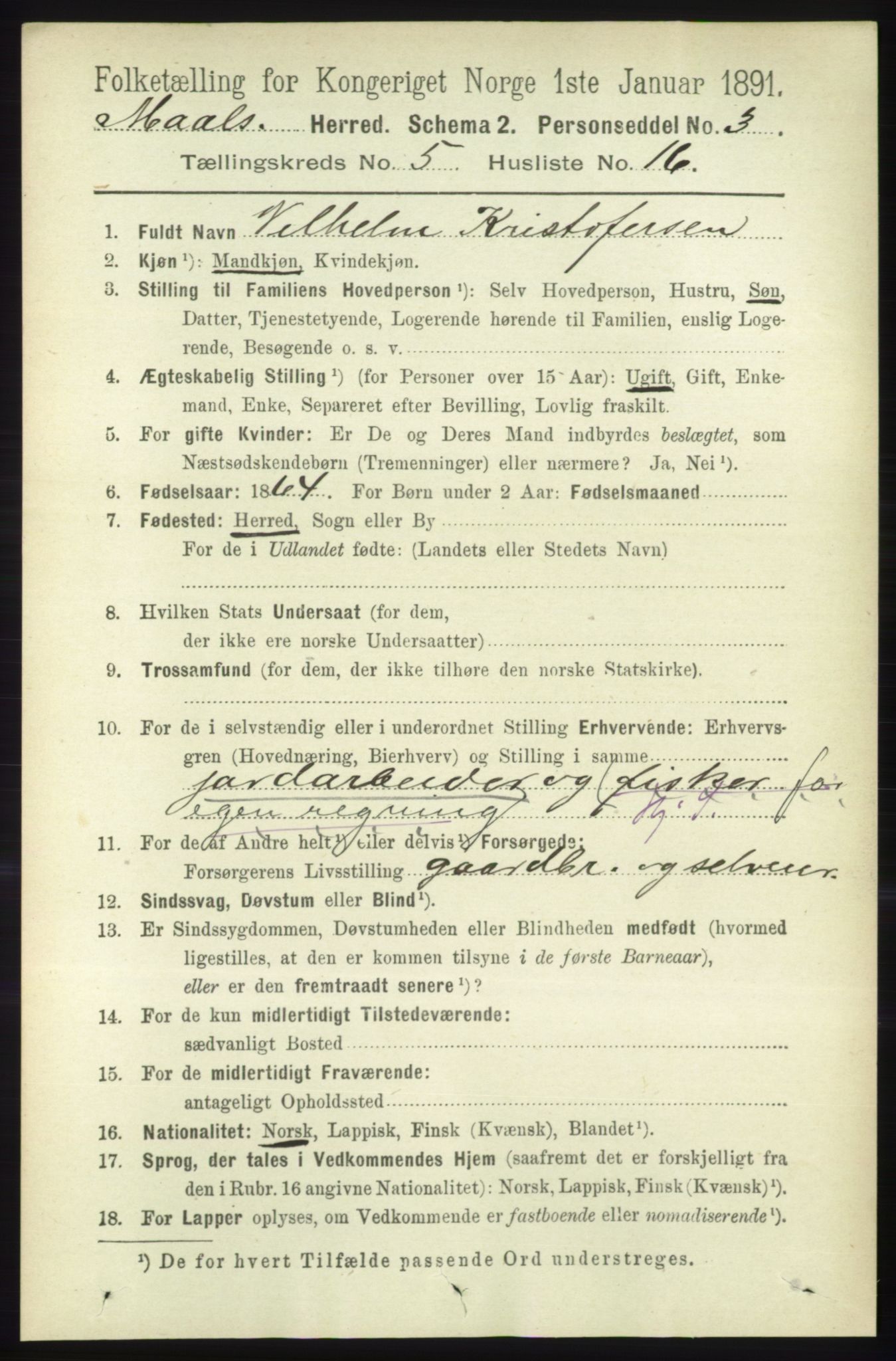 RA, 1891 census for 1924 Målselv, 1891, p. 1733