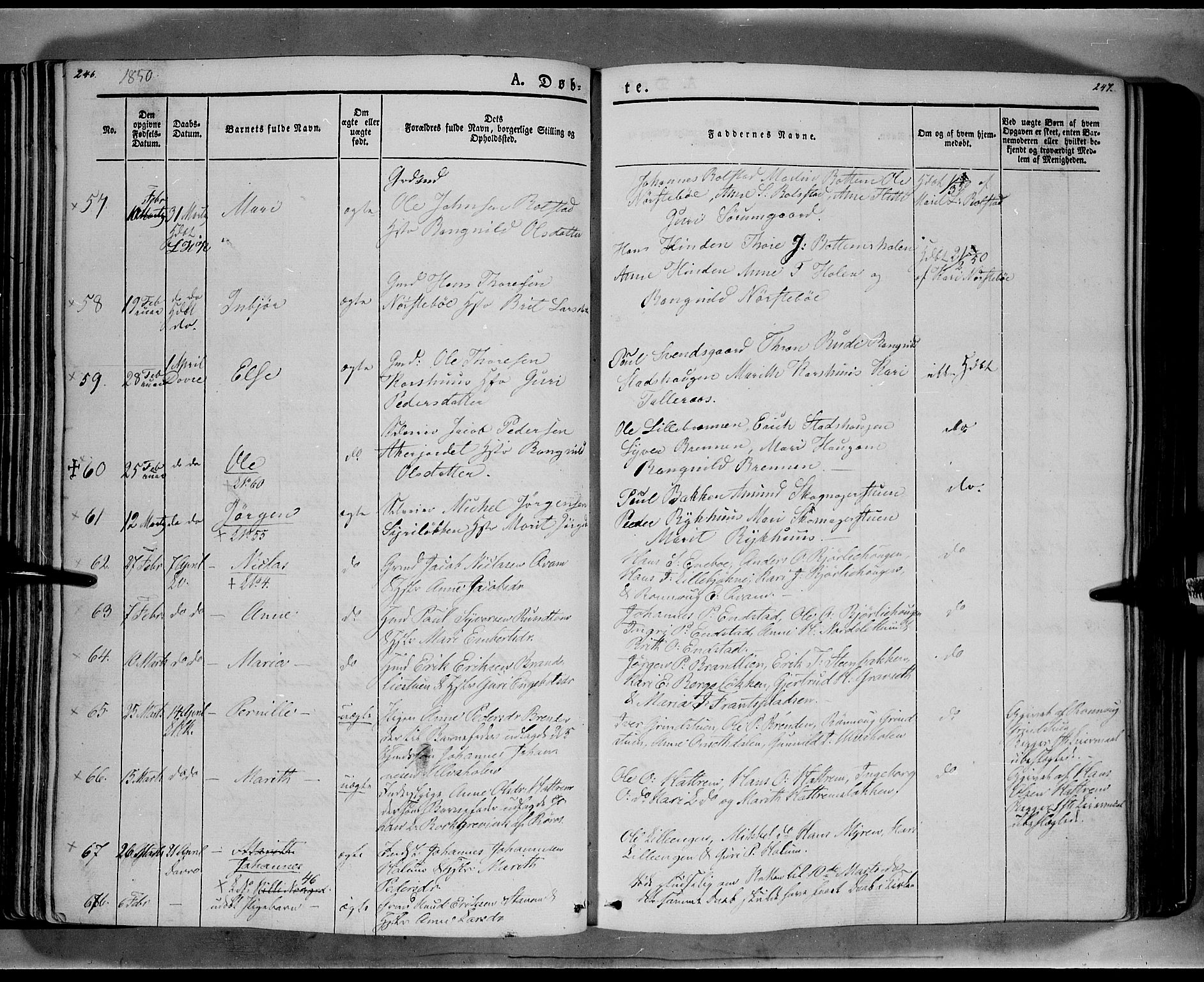Lesja prestekontor, SAH/PREST-068/H/Ha/Haa/L0006: Parish register (official) no. 6A, 1843-1854, p. 246-247