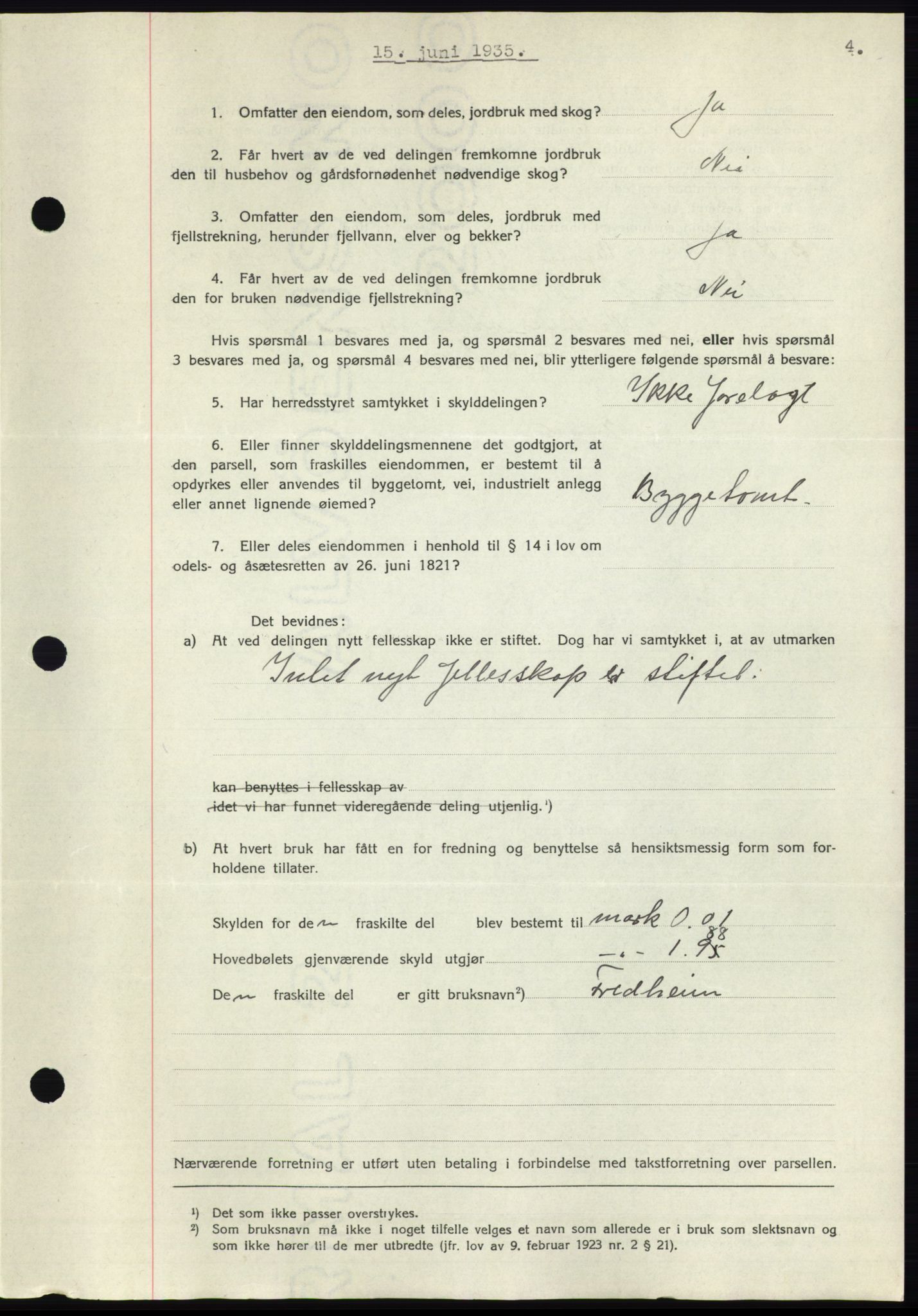 Romsdal sorenskriveri, AV/SAT-A-4149/1/2/2C/L0067: Mortgage book no. 61, 1935-1935, Deed date: 15.06.1935