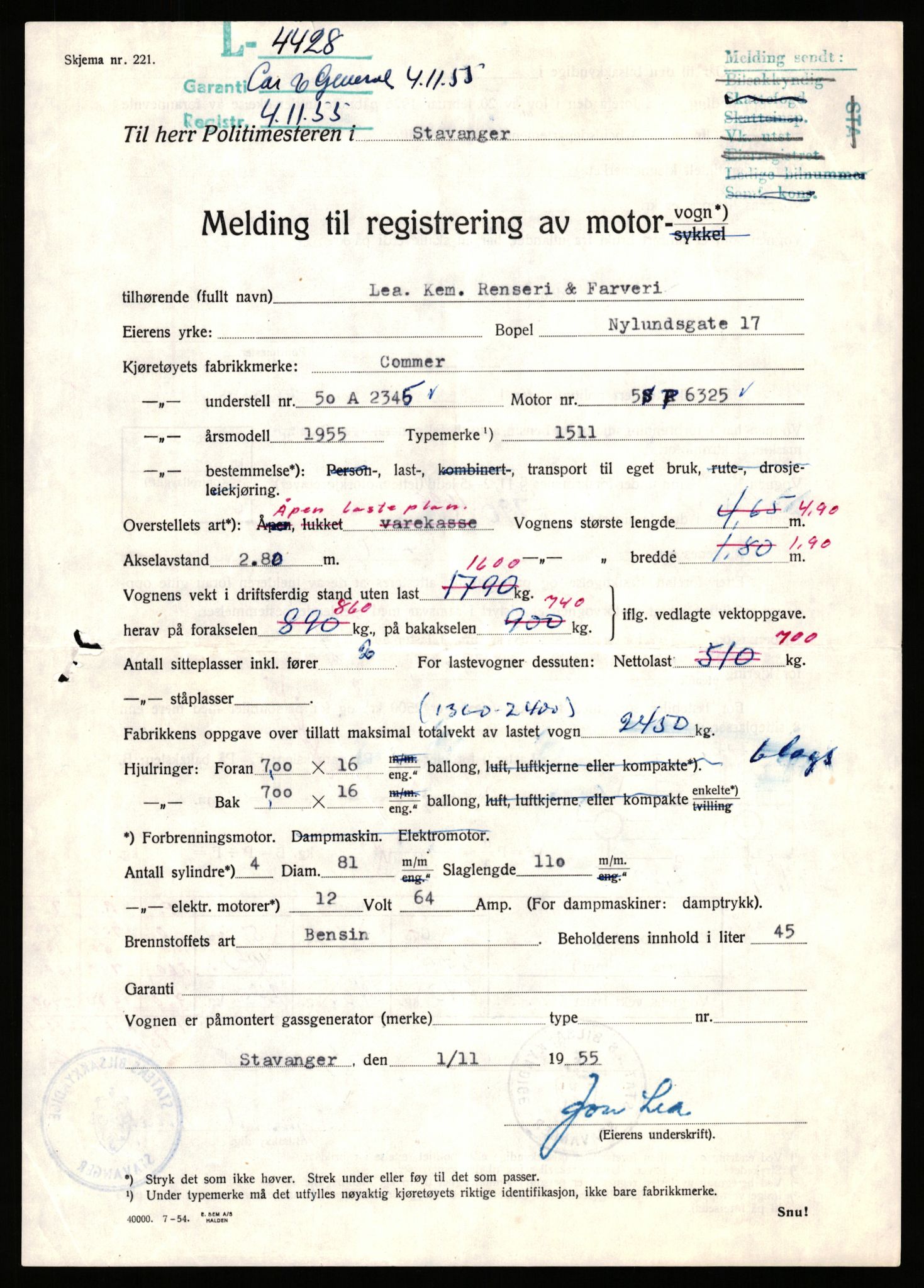 Stavanger trafikkstasjon, AV/SAST-A-101942/0/F/L0012: L-4200 - L-4699, 1930-1971, p. 953