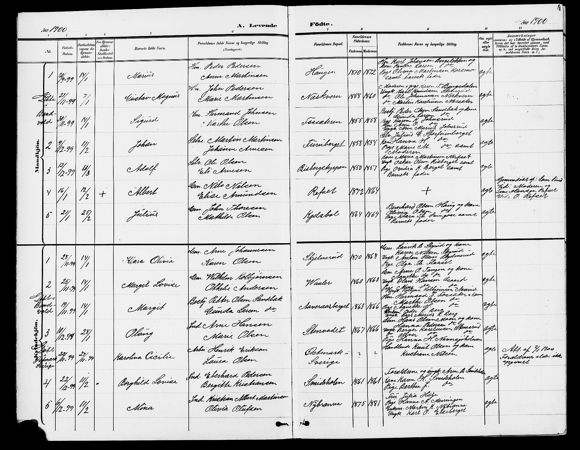 Grue prestekontor, SAH/PREST-036/H/Ha/Hab/L0005: Parish register (copy) no. 5, 1900-1909, p. 4