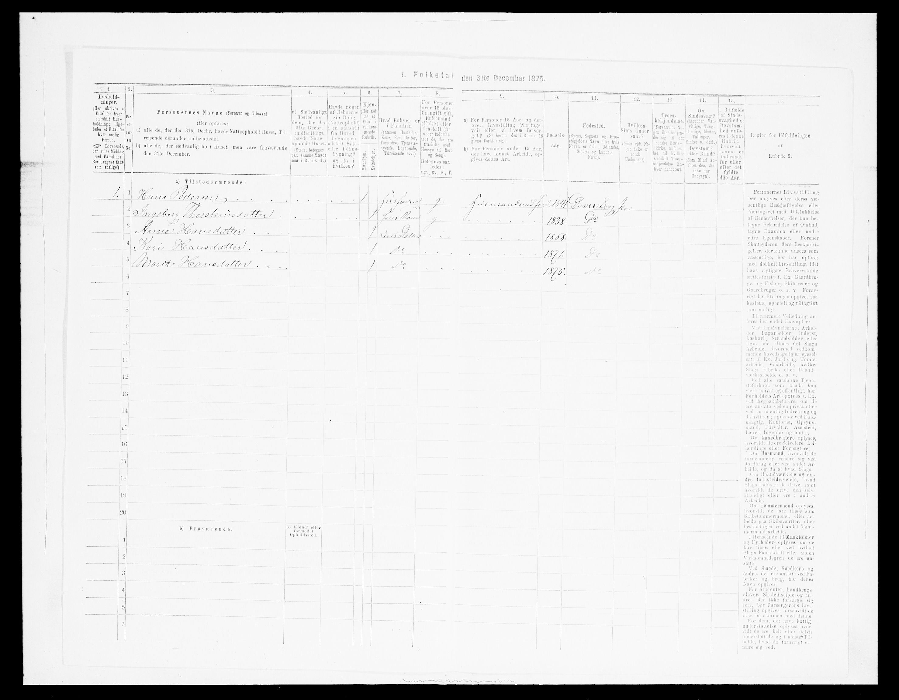 SAH, 1875 census for 0511P Dovre, 1875, p. 471